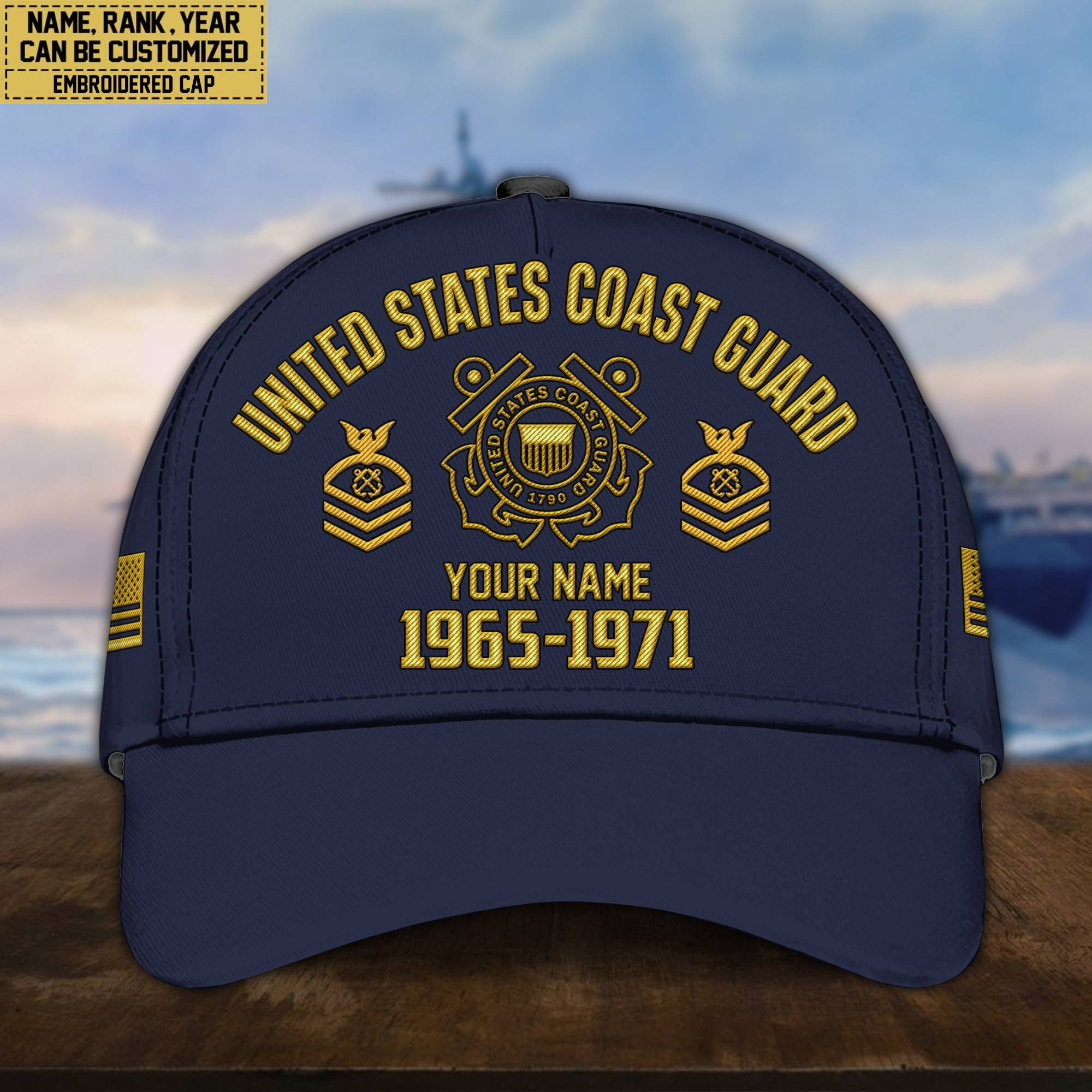 Custom Name, Rank, USCG Embroidered Cap, Hat for Coast Guard Veteran, Gifts for Father’s Day, Veterans Day VPVC300305