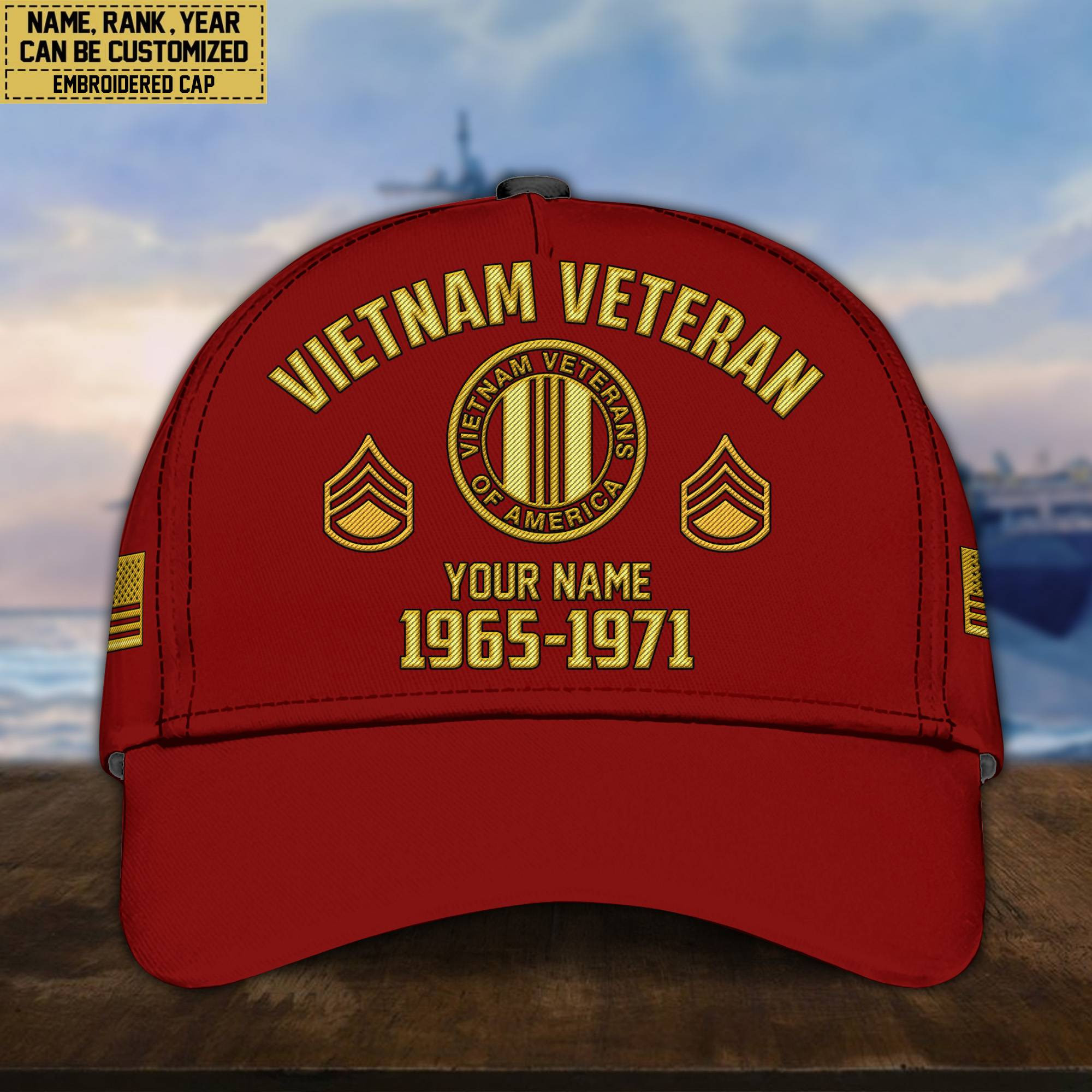 Custom Name, Rank, Vietnam Veteran Embroidered Cap, Hat for Coast Guard Veteran, Gifts for Father’s Day, Veterans Day VPVC300306