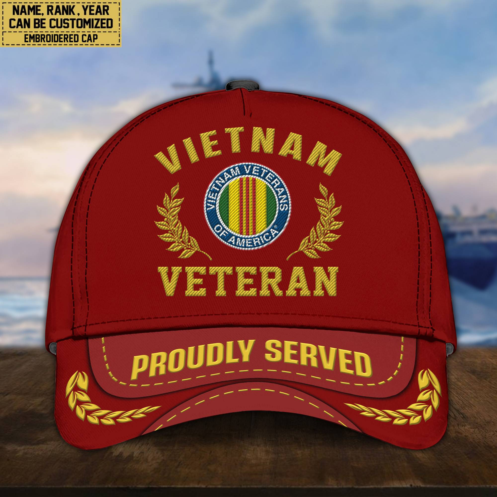 Premium Custom Name, Rank, Vietnam Veteran Embroidered Cap, Hat for Vietnam Veteran, Gifts for Father’s Day, Veterans Day VPVC300406