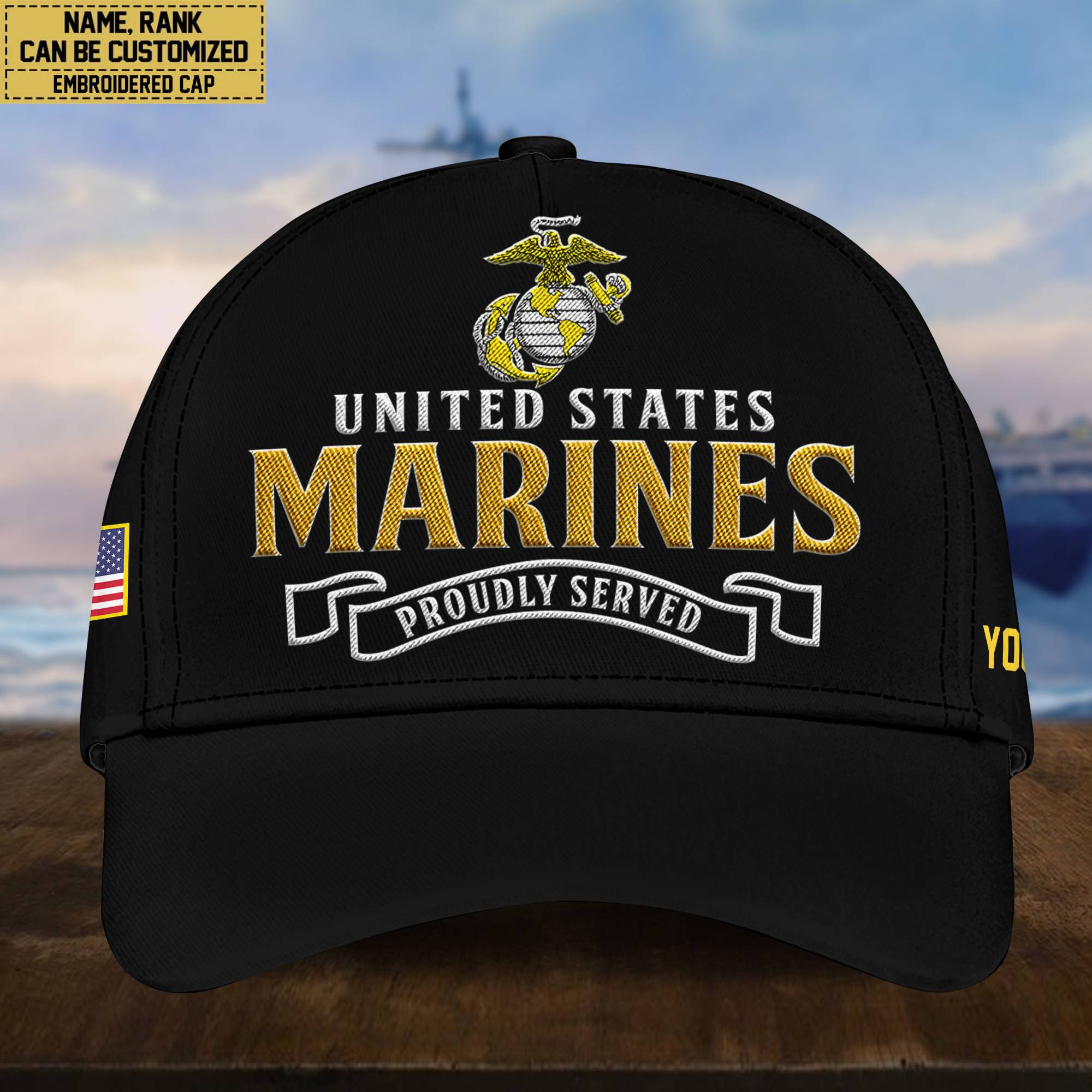 Premium Custom USMC Embroidered Cap, Hat for Marine Veteran, Gifts for Dad, for Husband VPVC300203