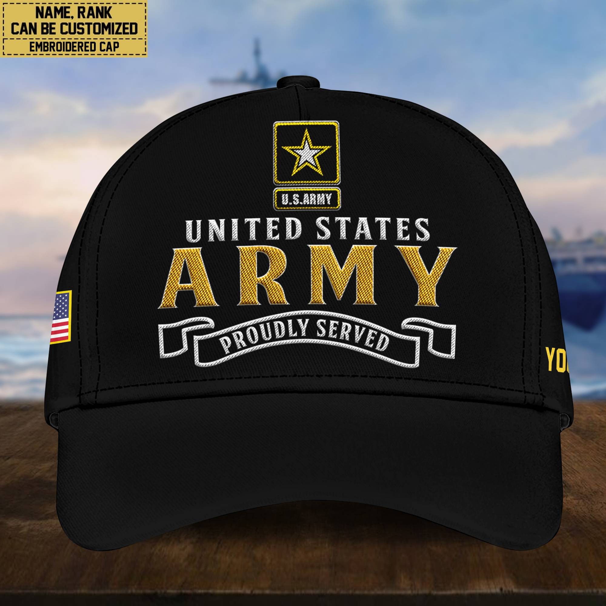 Premium Custom US Army Embroidered Cap, Hat for Army Veteran, Gifts for Dad, for Husband VPVC300201