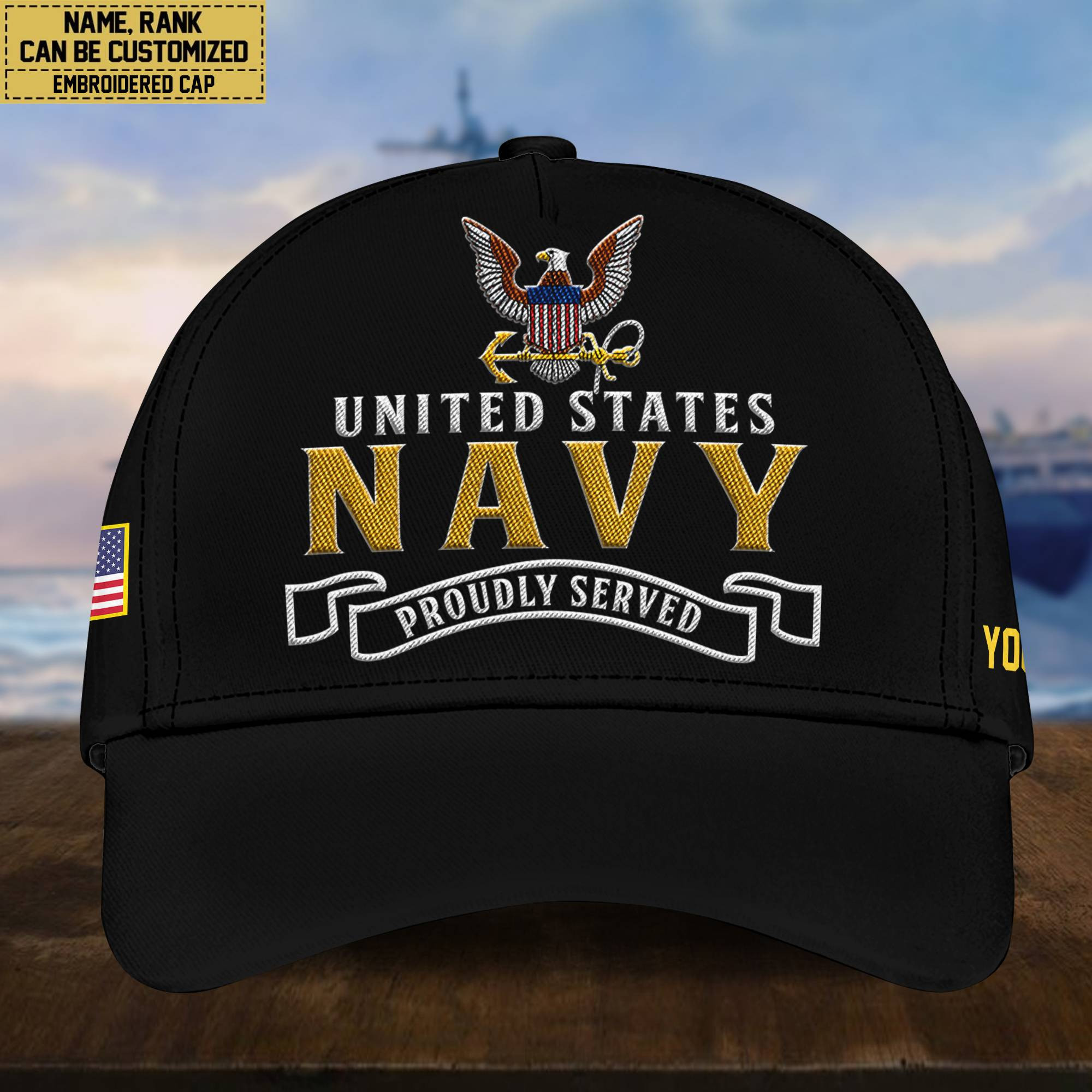 Premium Custom US Navy Embroidered Cap, Hat for Navy Veteran, Gifts for Dad, for Husband VPVC300202