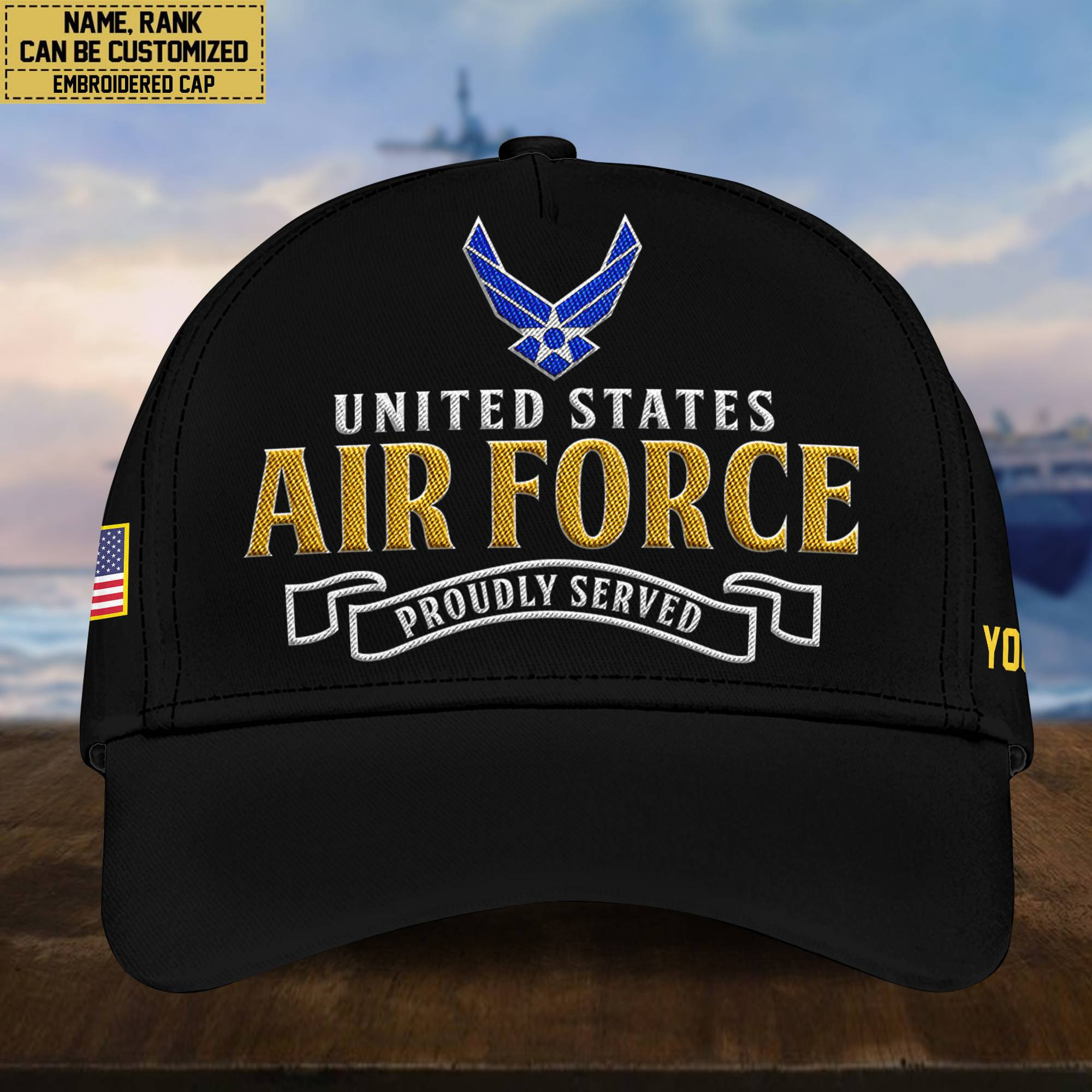 Premium Custom USAF Embroidered Cap, Hat for Air Force Veteran, Gifts for Dad, for Husband VPVC300204