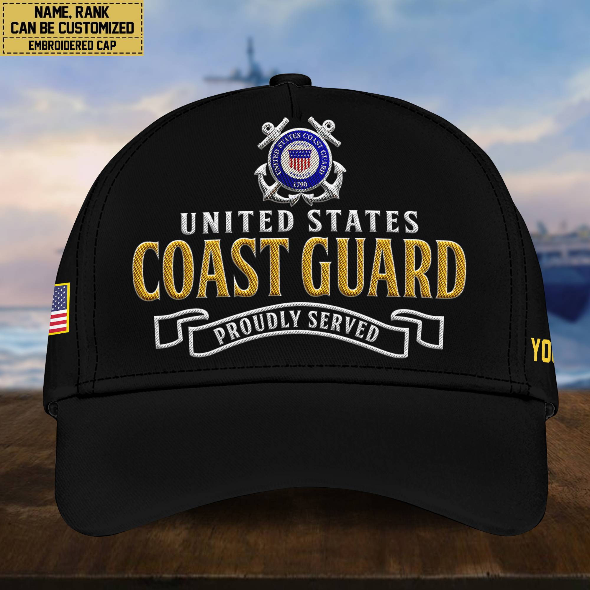 Premium Custom USCG Embroidered Cap, Hat for Coast Guard Veteran, Gifts for Dad, for Husband VPVC300205