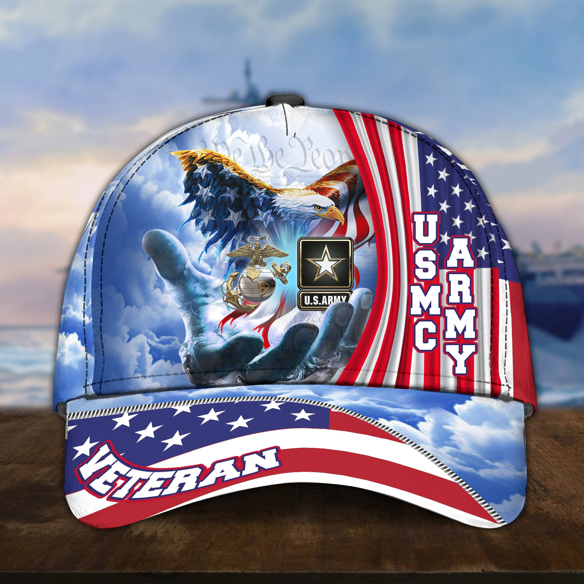 Premium US Army US Marine Veteran Cap APVC290610