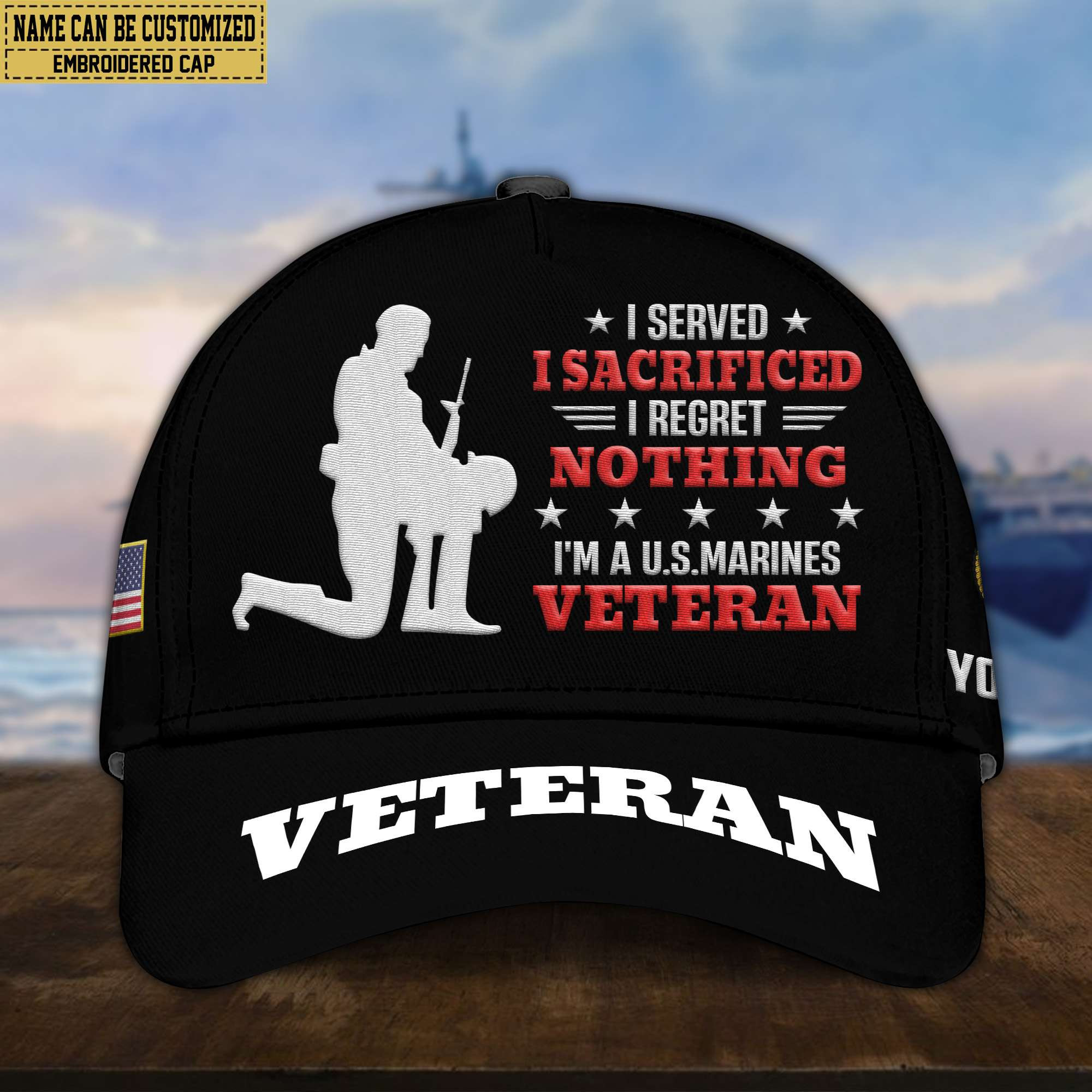 Premium Custom Name USMC Embroidered Cap, Gifts for Marine Veteran, Gifts for Father’s Day, Veterans Day VPVC300803