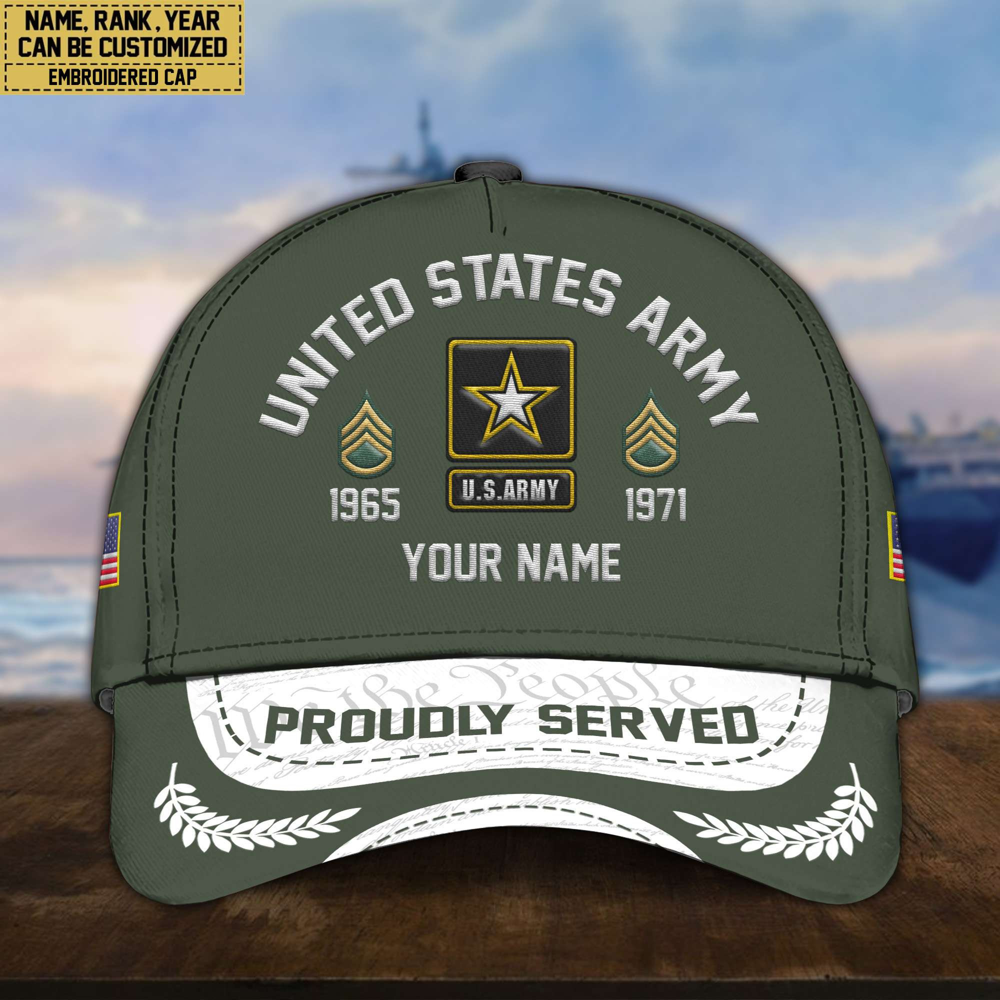 Premium Custom US Army Embroidered Cap, Gifts for Army Veteran, Gifts for Father’s Day, Veterans Day VPVC300601