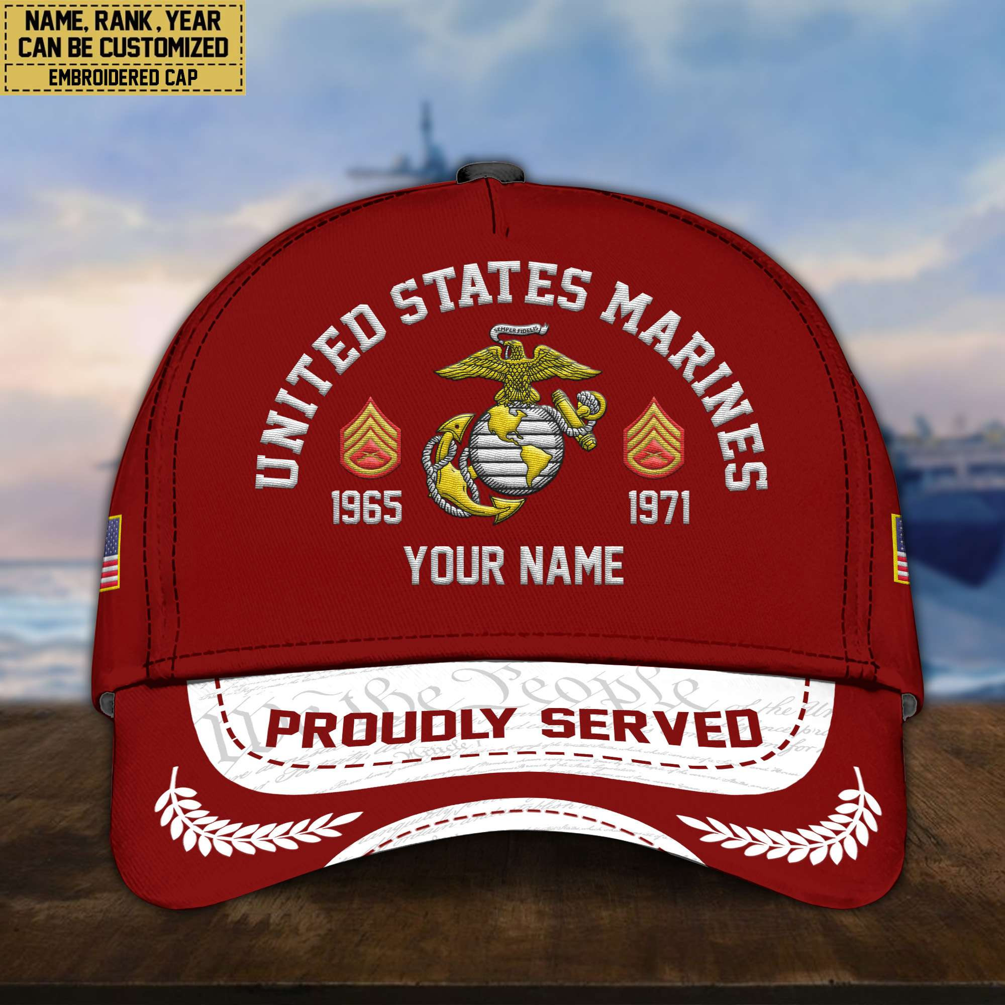 Premium Custom USMC Embroidered Cap, Gifts for Marine Veteran, Gifts for Father’s Day, Veterans Day VPVC300603
