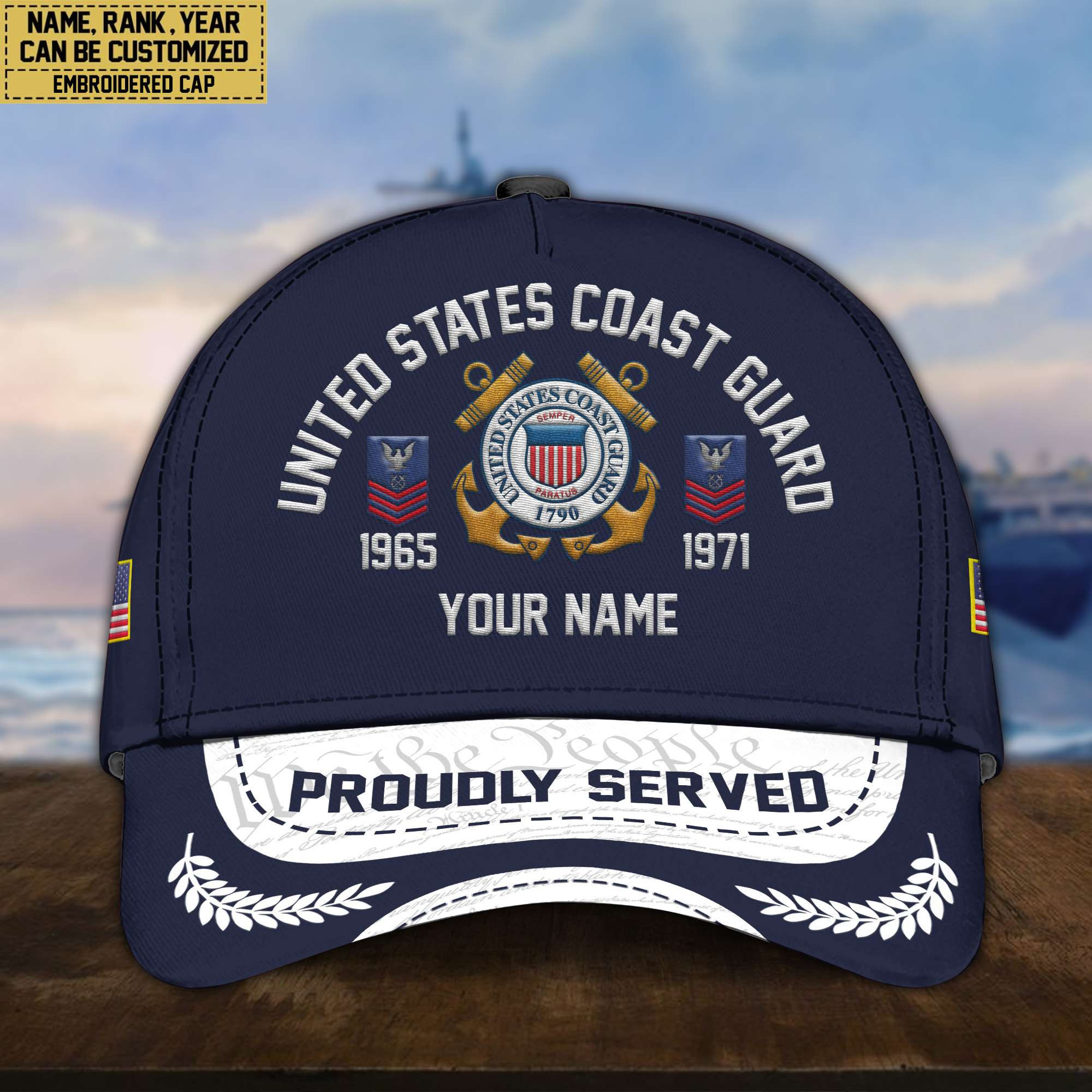 Premium Custom USCG Embroidered Cap, Gifts for Coast Guard Veteran, Gifts for Father’s Day, Veterans Day VPVC300605