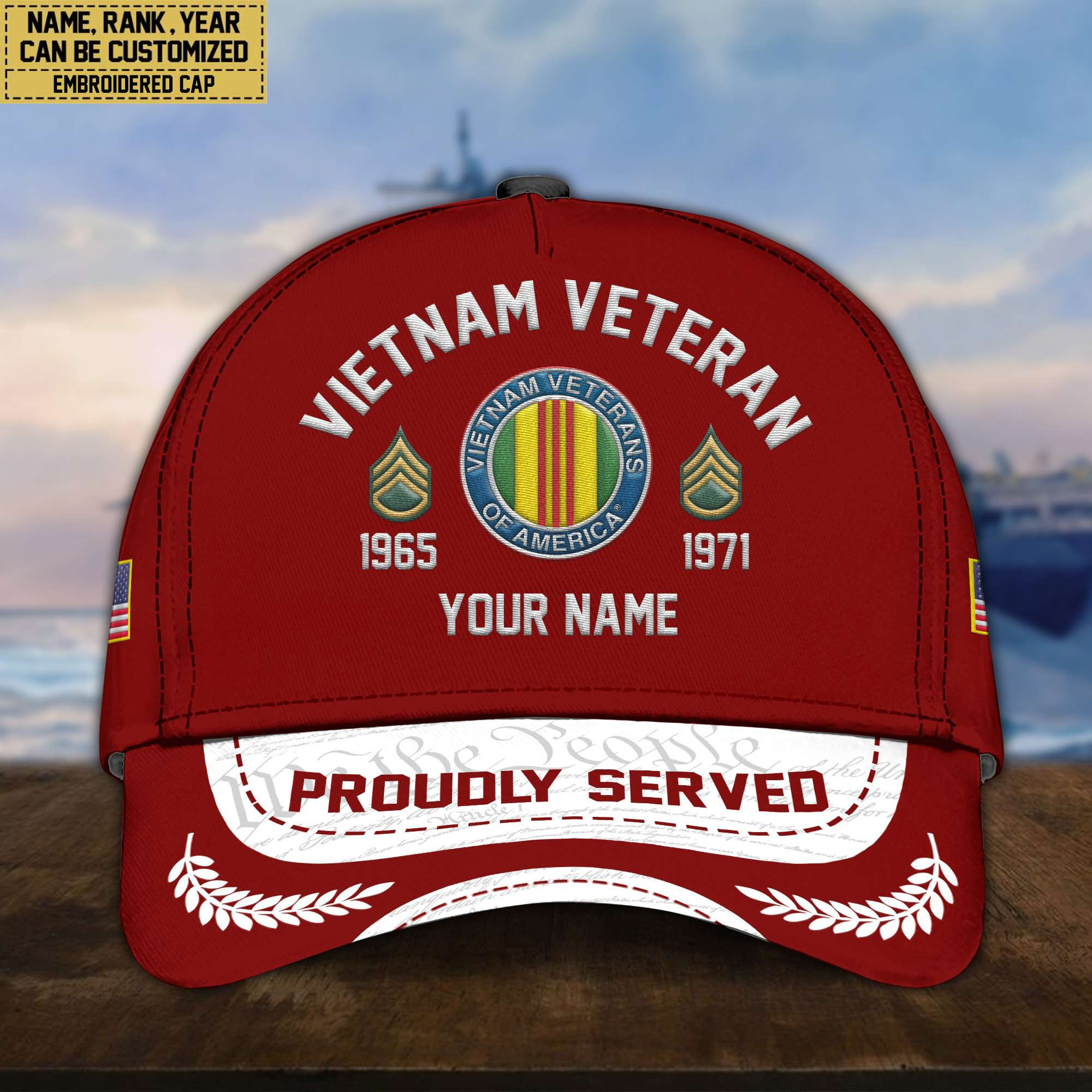 Premium Custom Vietnam Veteran Embroidered Cap, Gifts for Vietnam Veteran, Gifts for Father’s Day, Veterans Day VPVC300606