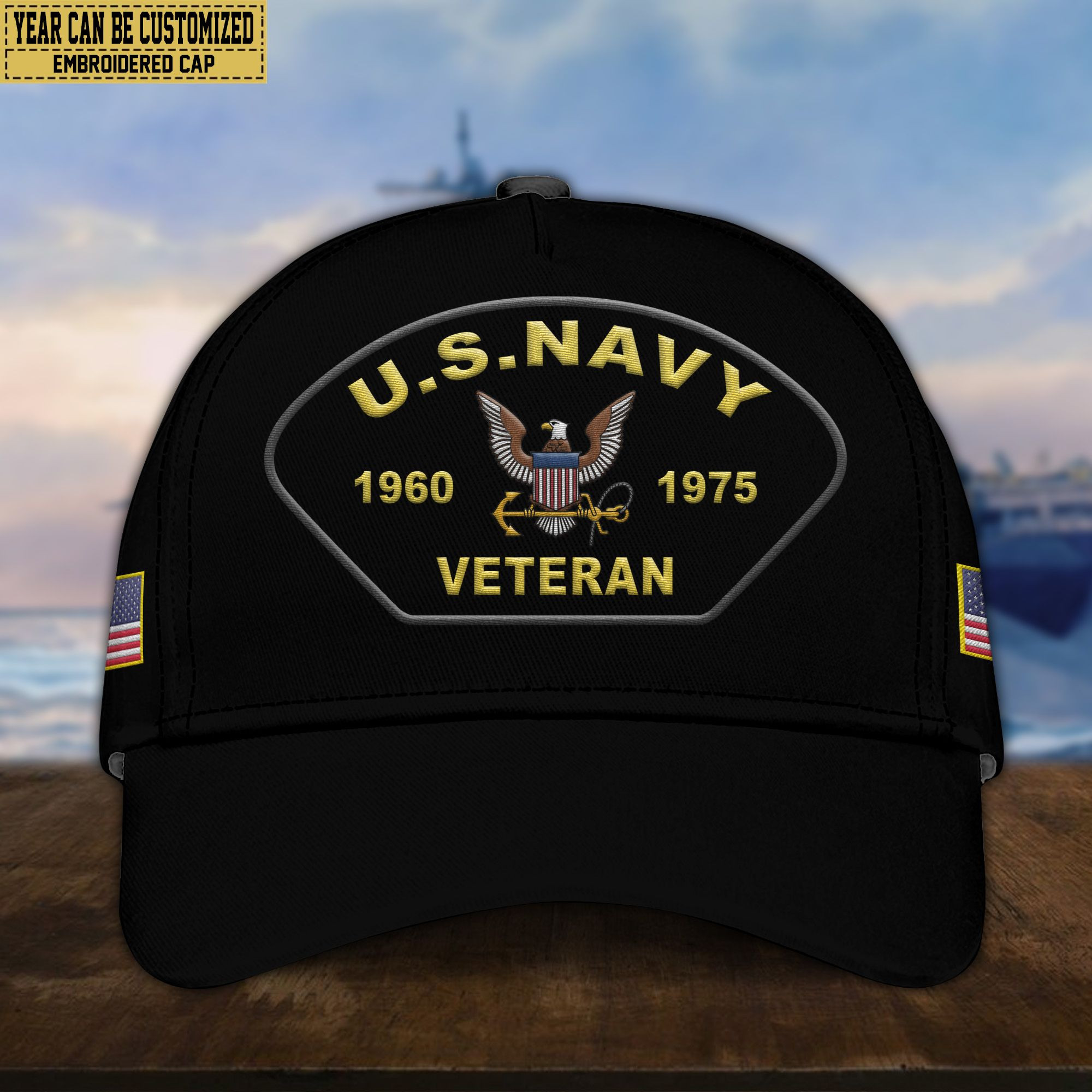 Premium US Navy Veteran Embroidered Cap, Gifts for Navy Veteran, Gifts for Father’s Day, Veterans Day VPVC301002