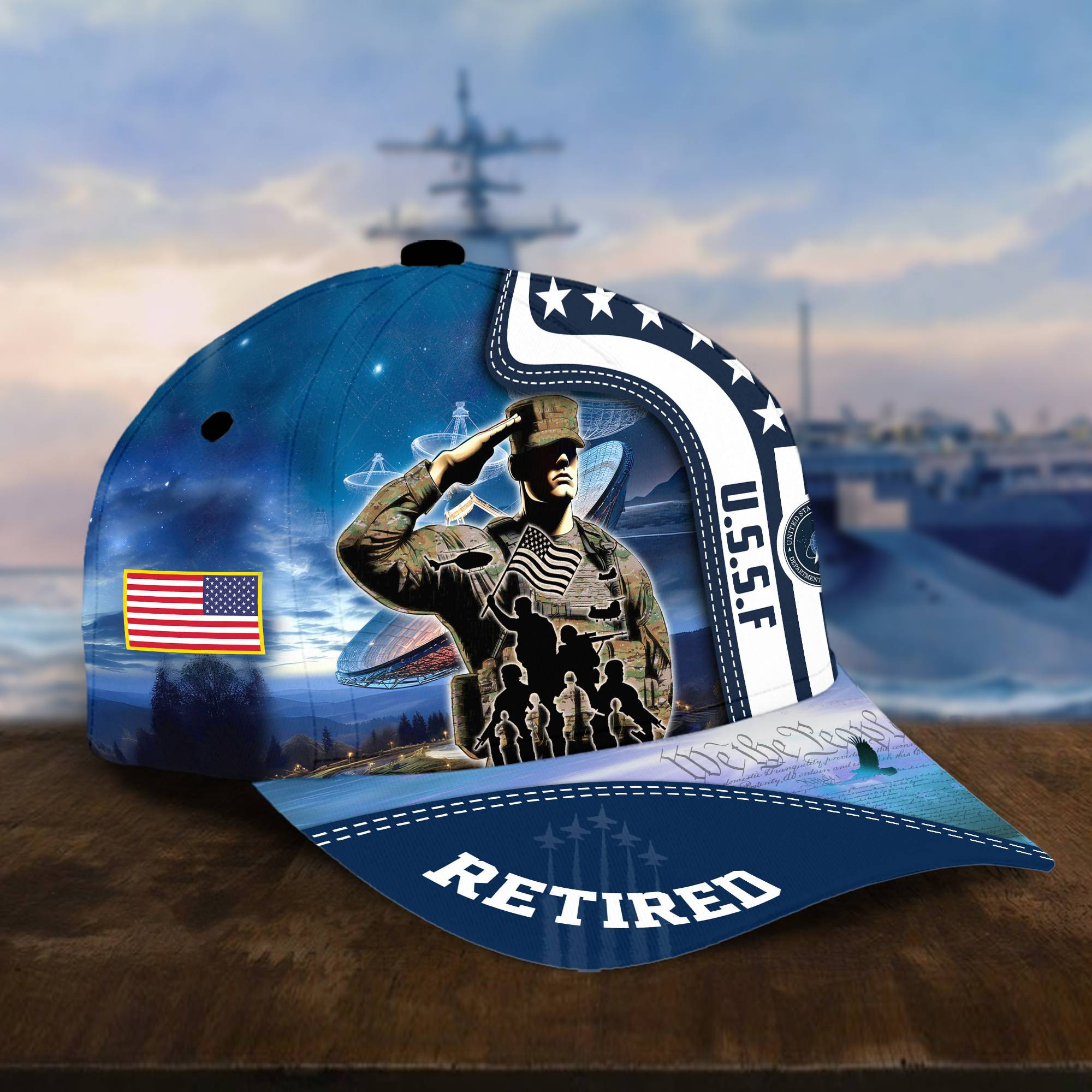 Premium US Army Retired Cap, Navy Retired Cap, Marine Retired Cap, Air Force Retired Cap, CG Retired Cap BPVC100711