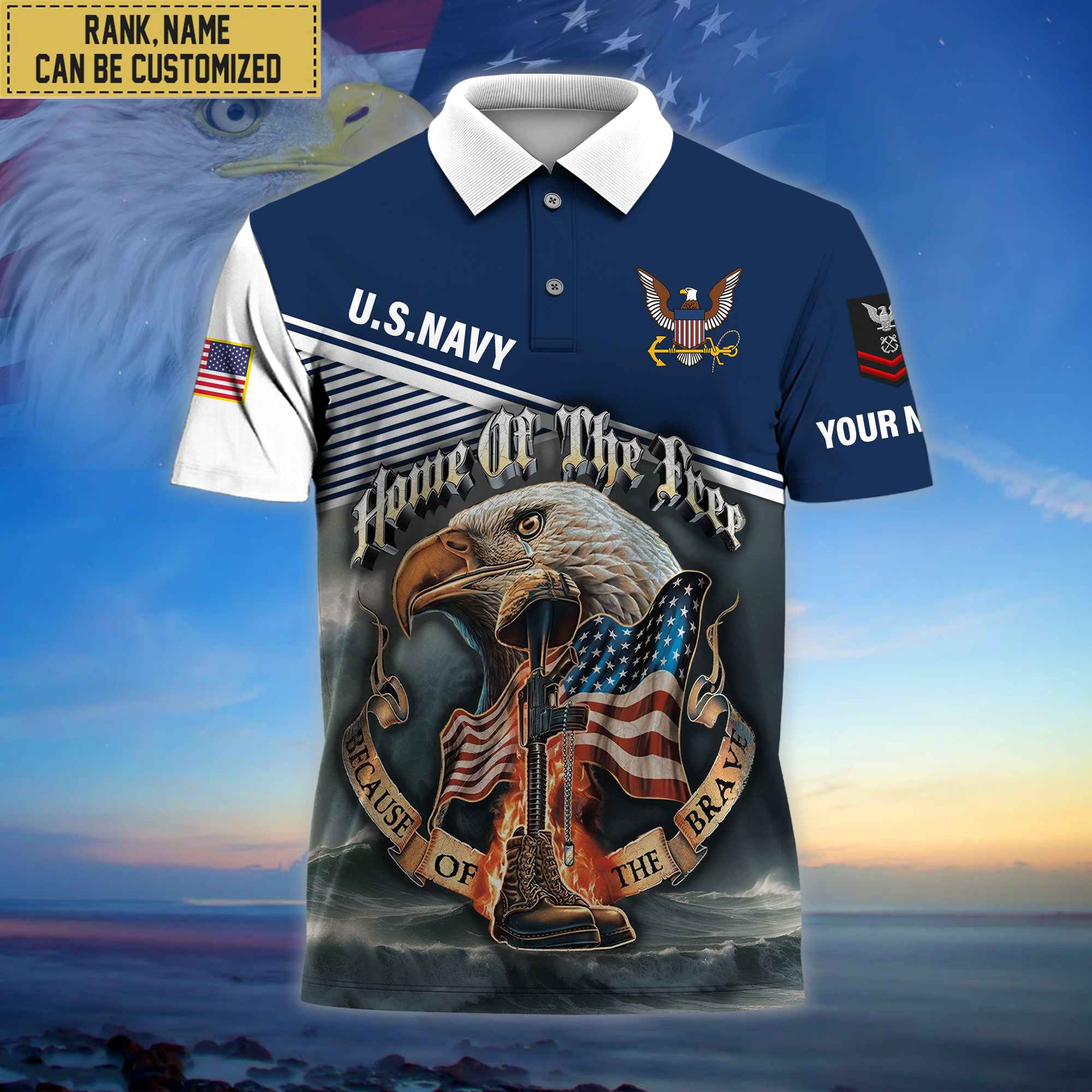 Premium Custom US Navy Polo Shirt, Gifts For Veterans Day, Father’s Day, Gifts for Navy Veteran VPVC202702