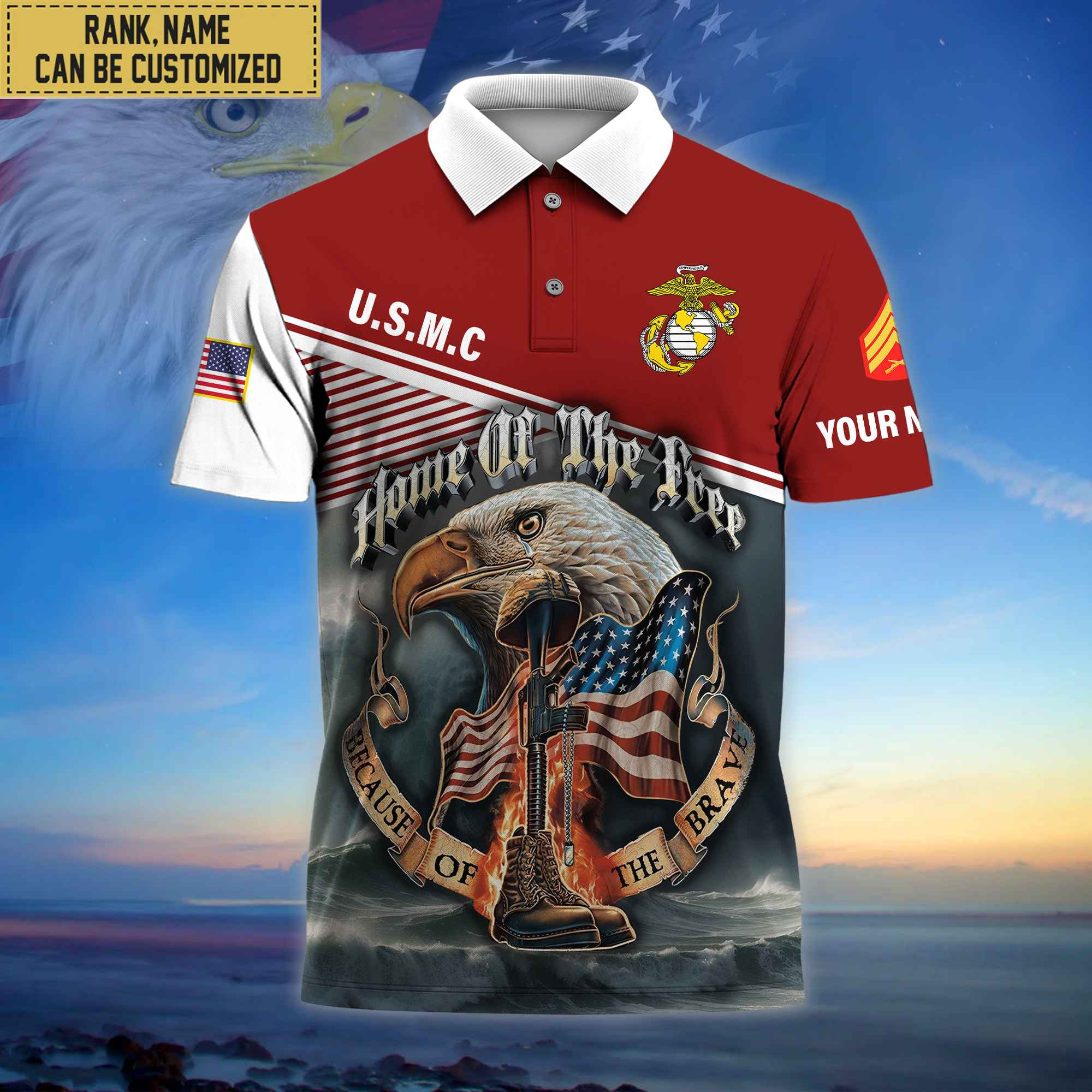 Premium Custom USMC Polo Shirt, Gifts For Veterans Day, Father’s Day, Gifts for Marine Veteran VPVC202703