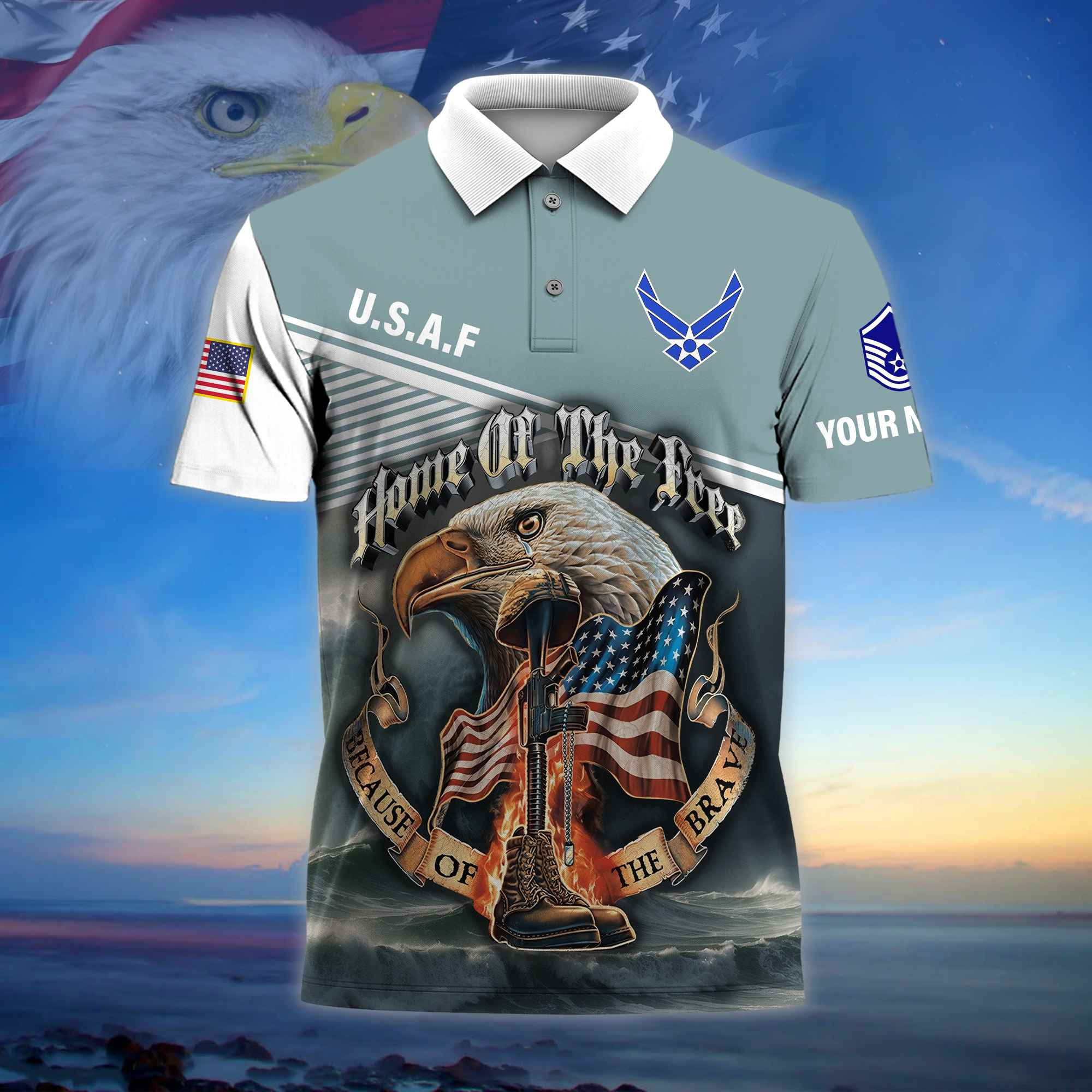 Premium Custom USAF Polo Shirt, Gifts For Veterans Day, Father’s Day, Gifts for Air Force Veteran VPVC202704