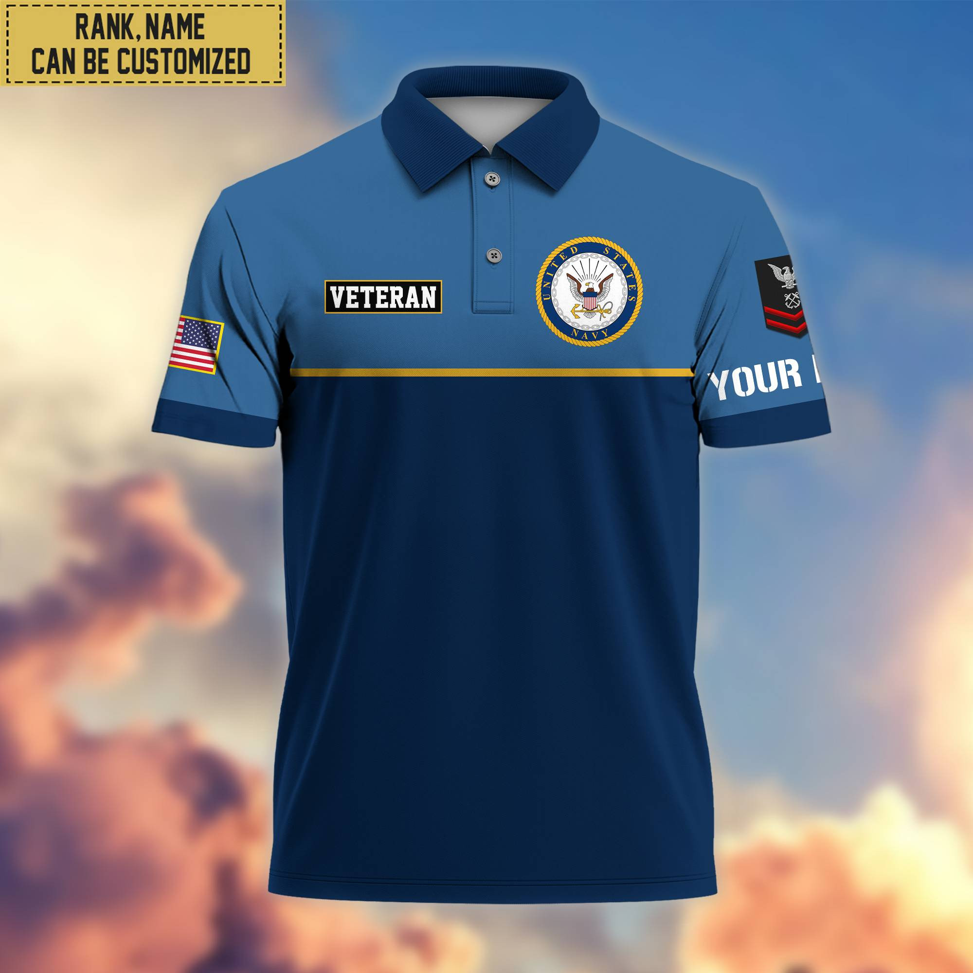 Premium Custom US Navy Polo Shirt, Gifts For Veterans Day, Father’s Day, Gifts for Navy Veteran VPVC202902
