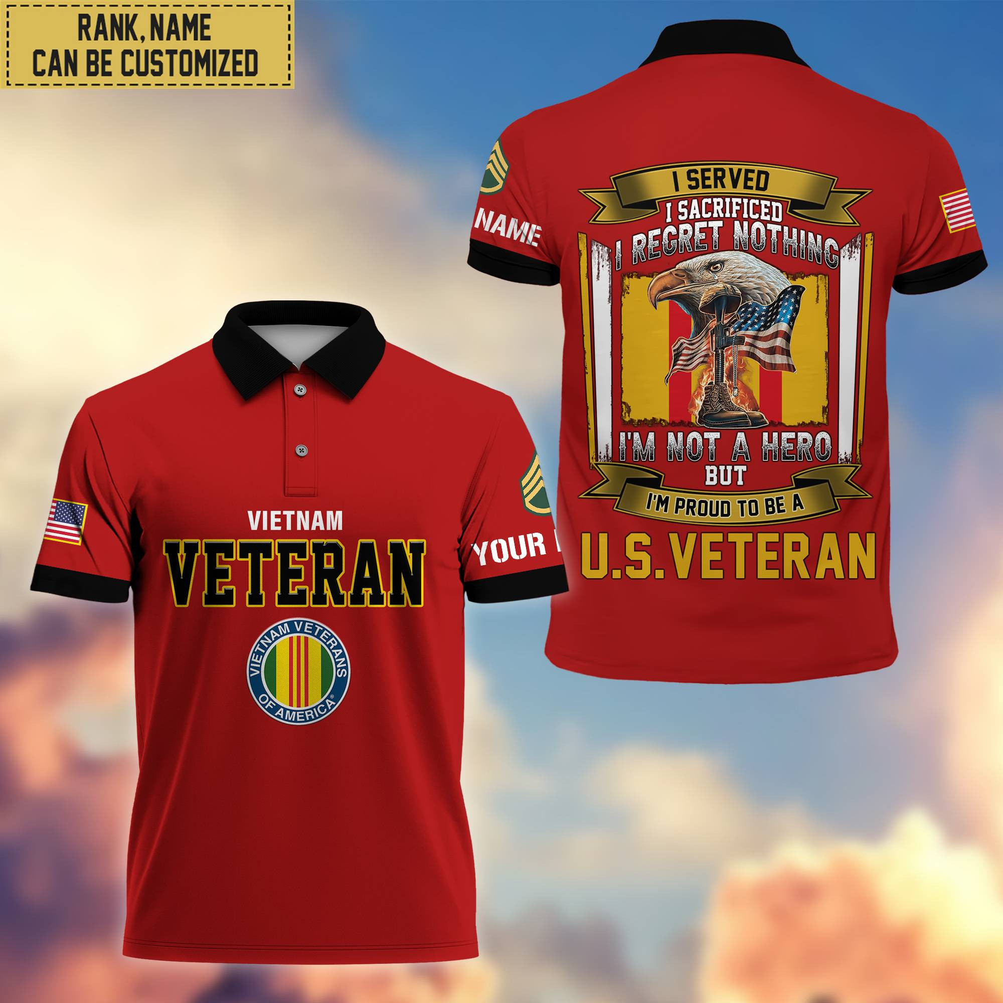 Premium Custom Vietnam Veteran Polo Shirt, Gifts For Veterans Day, Father’s Day, Gifts for Vietnam Veteran VPVC202806