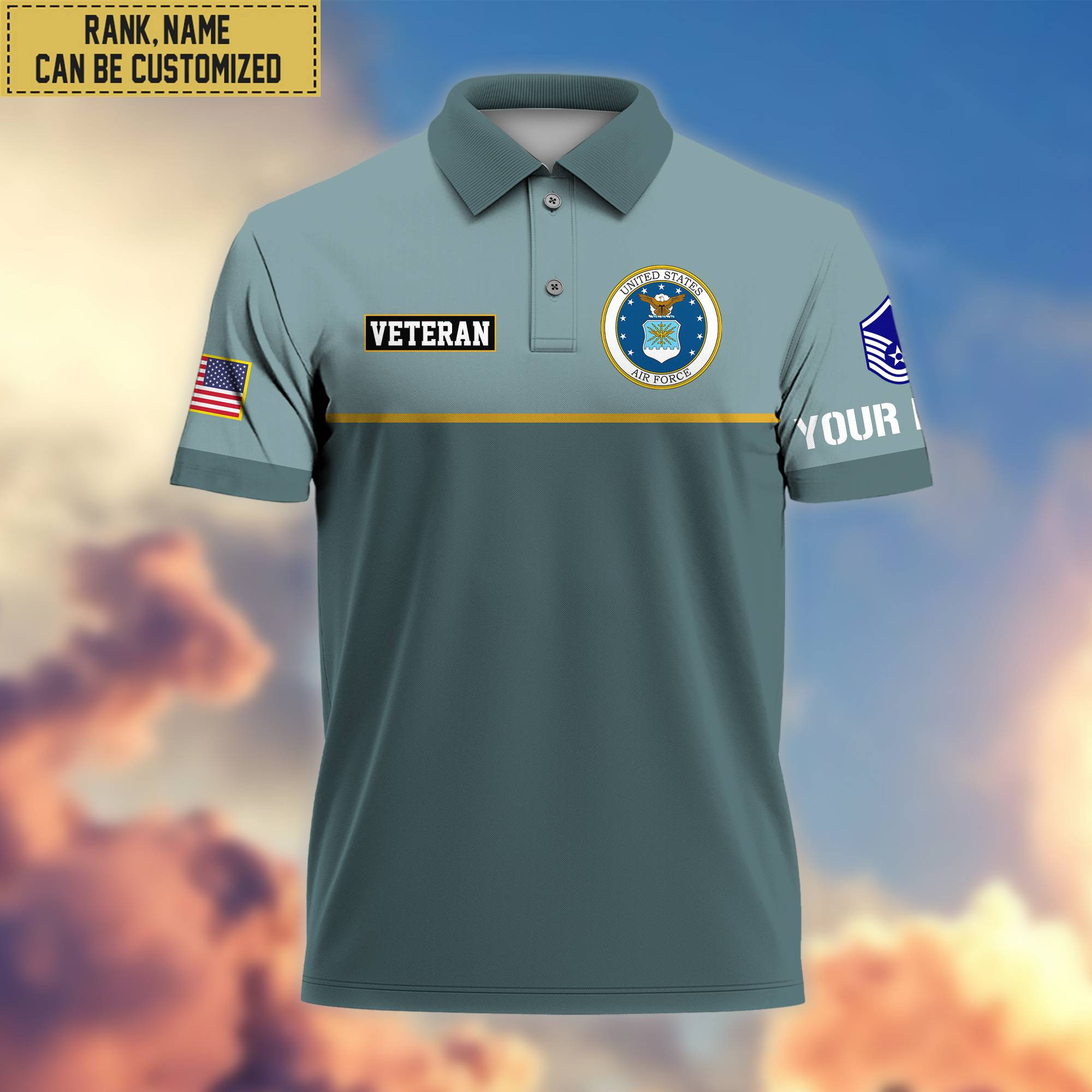 Premium Custom USAF Polo Shirt, Gifts For Veterans Day, Father’s Day, Gifts for Air Force Veteran VPVC202904