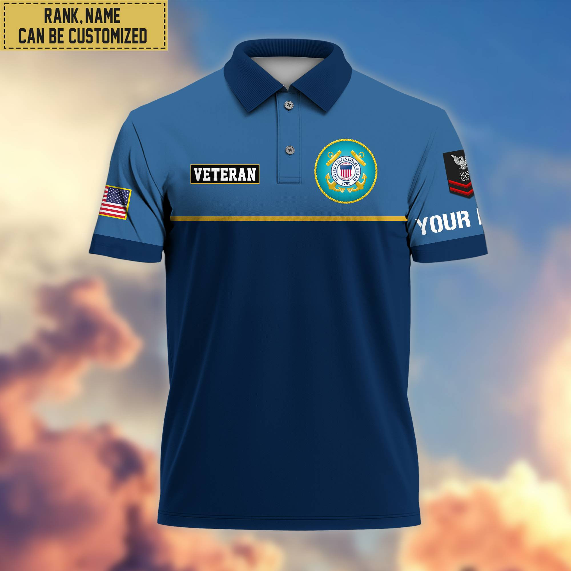 Premium Custom USCG Polo Shirt, Gifts For Veterans Day, Father’s Day, Gifts for Coast Guard Veteran VPVC202905