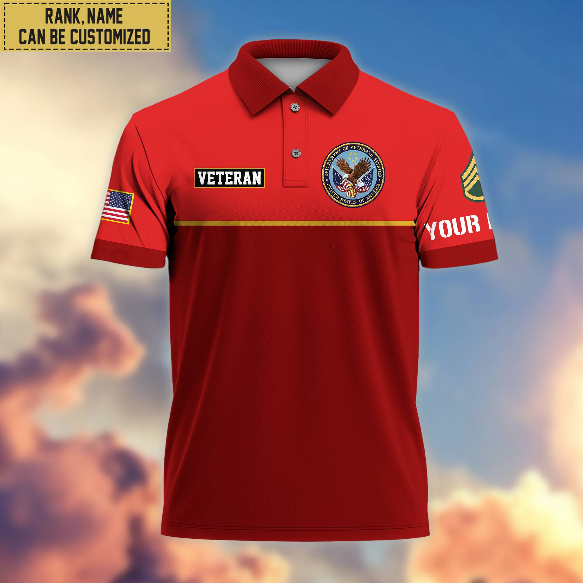 Premium Custom US Veteran Polo Shirt, Gifts For Veterans Day, Father’s Day, Gifts for US Veteran VPVC202907