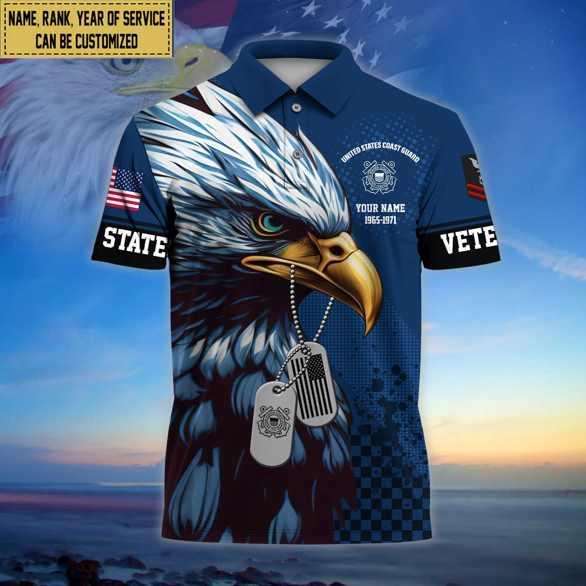 Premium Custom USCG Polo Shirt, Gifts For Dad, For Husband Coast Guard Veteran VPVC203005