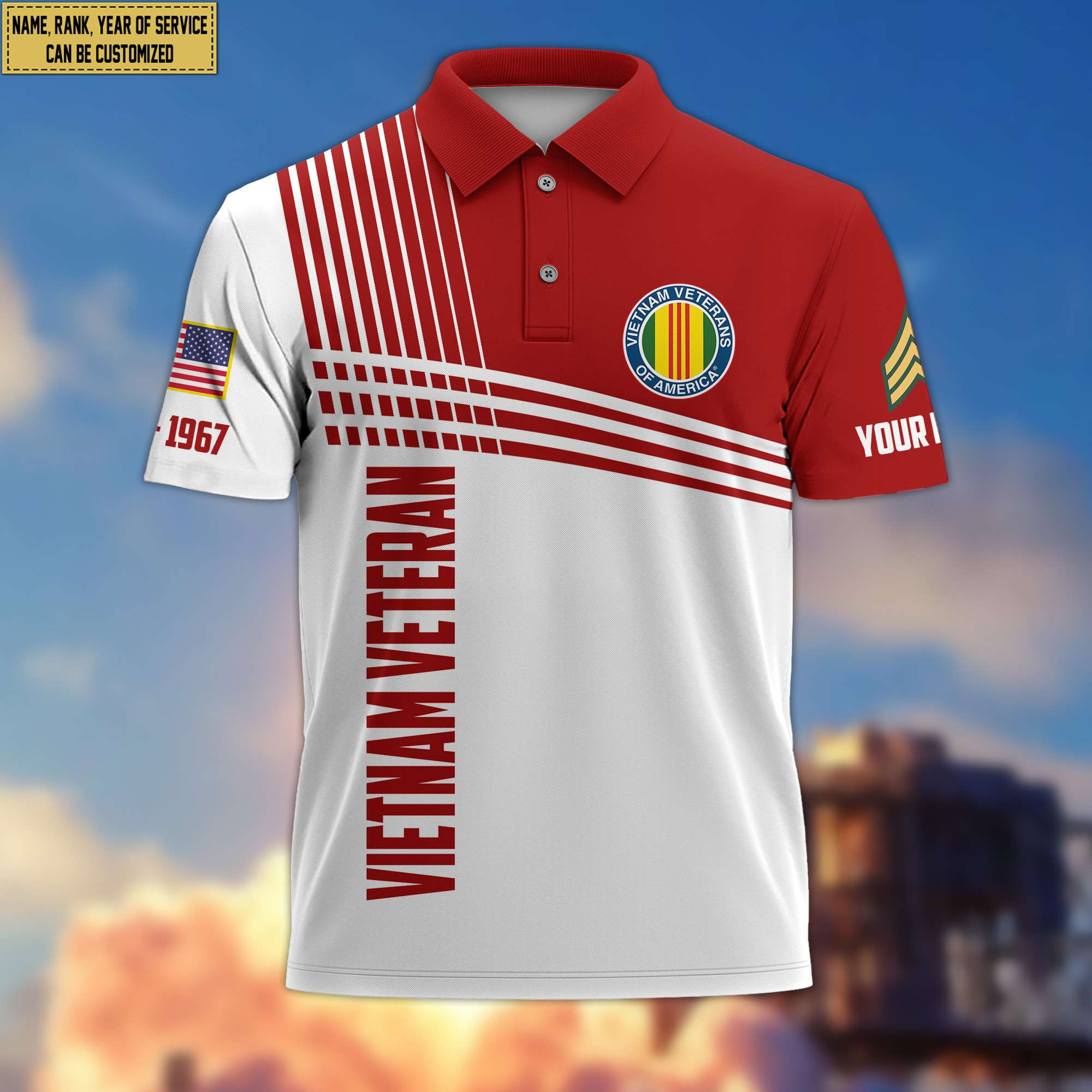Premium Custom Name, Rank Vietnam Veteran Polo Shirt, Gifts For Dad, For Husband, For Vietnam Veteran VPVC203106