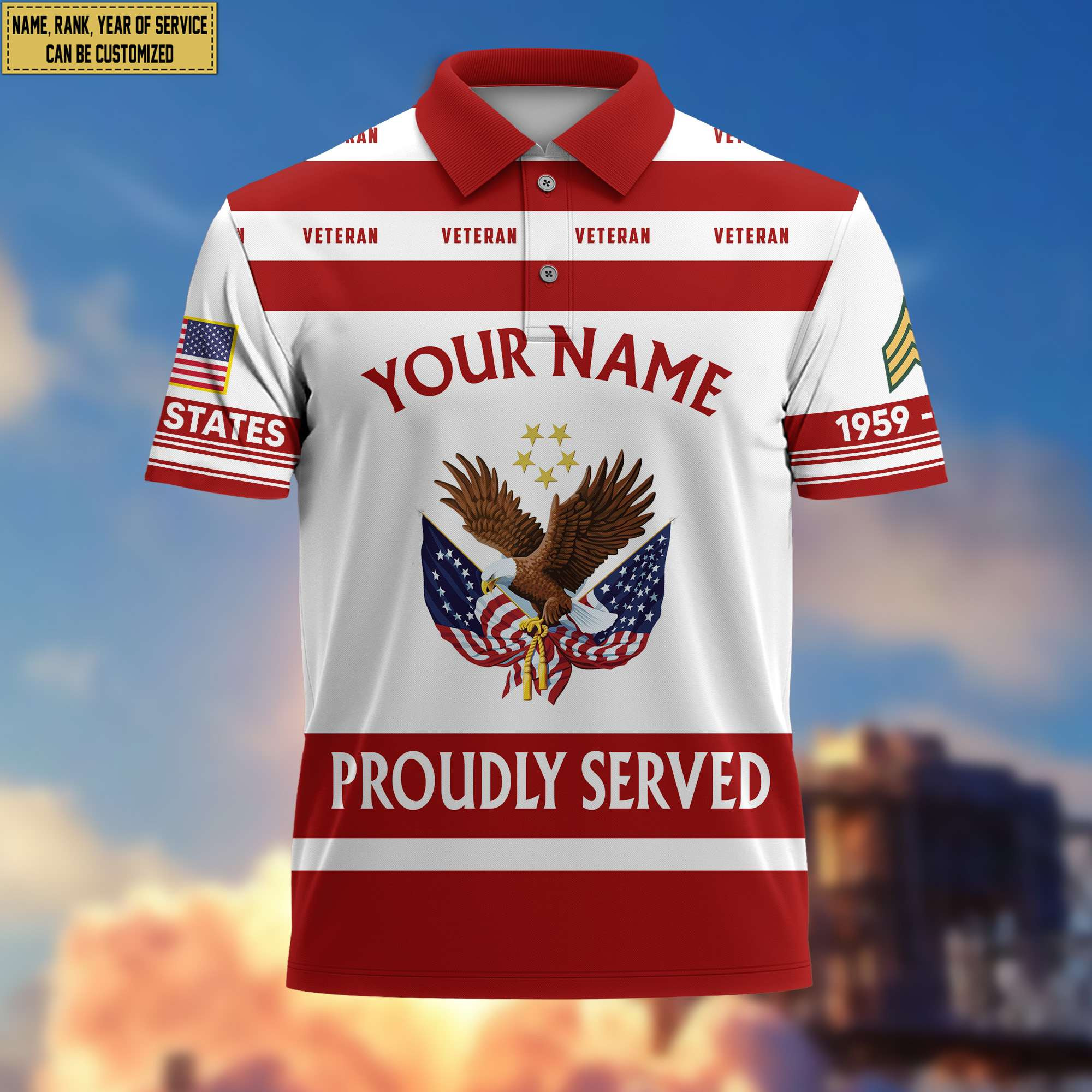 Premium Custom Name, Rank US Veteran Polo Shirt, Gifts for US Veteran, Gifts for Veterans Day, Father’s Day VPVC203207