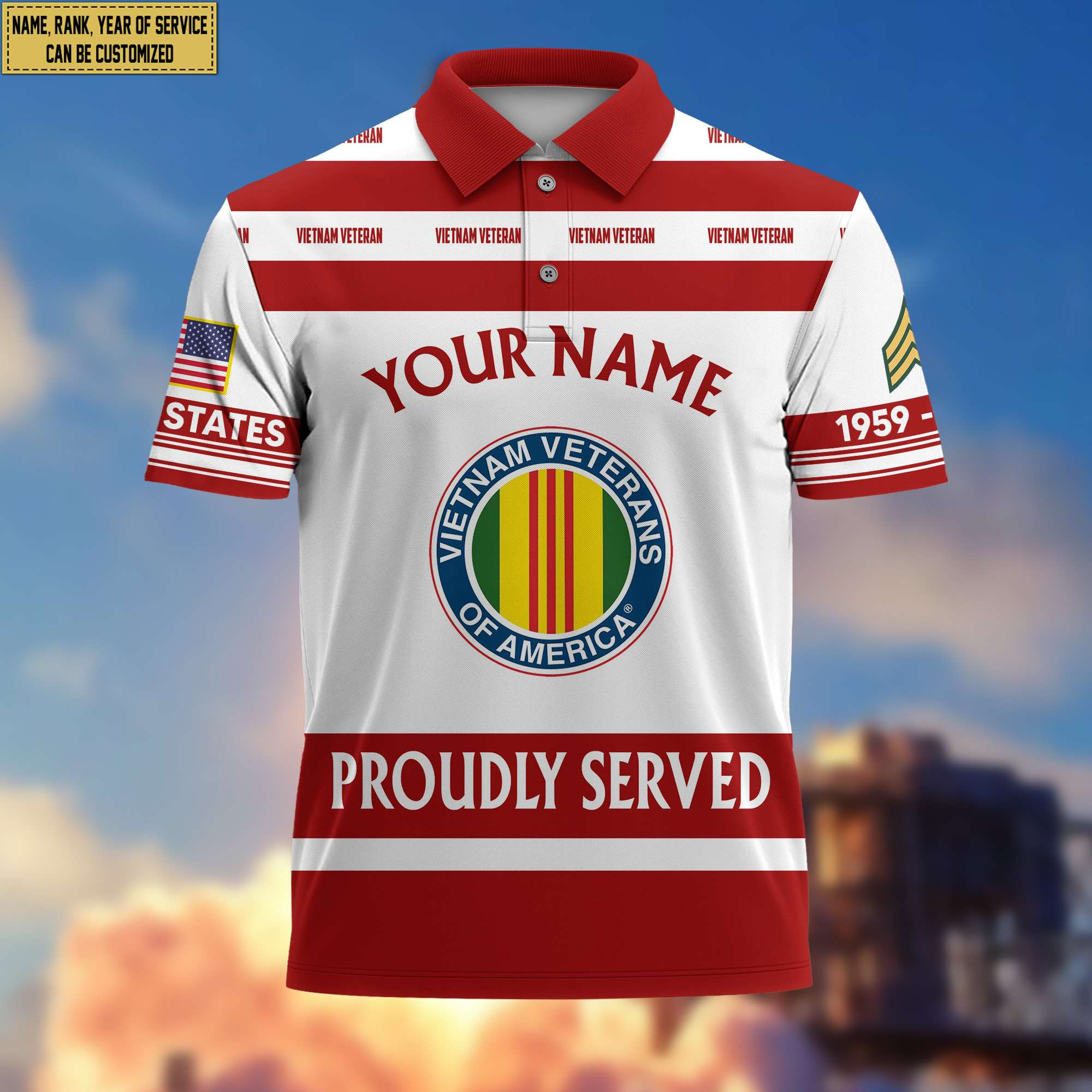 Premium Custom Name, Rank Vietnam Veteran Polo Shirt, Gifts for Vietnam Veteran, Gifts for Veterans Day, Father’s Day VPVC203206