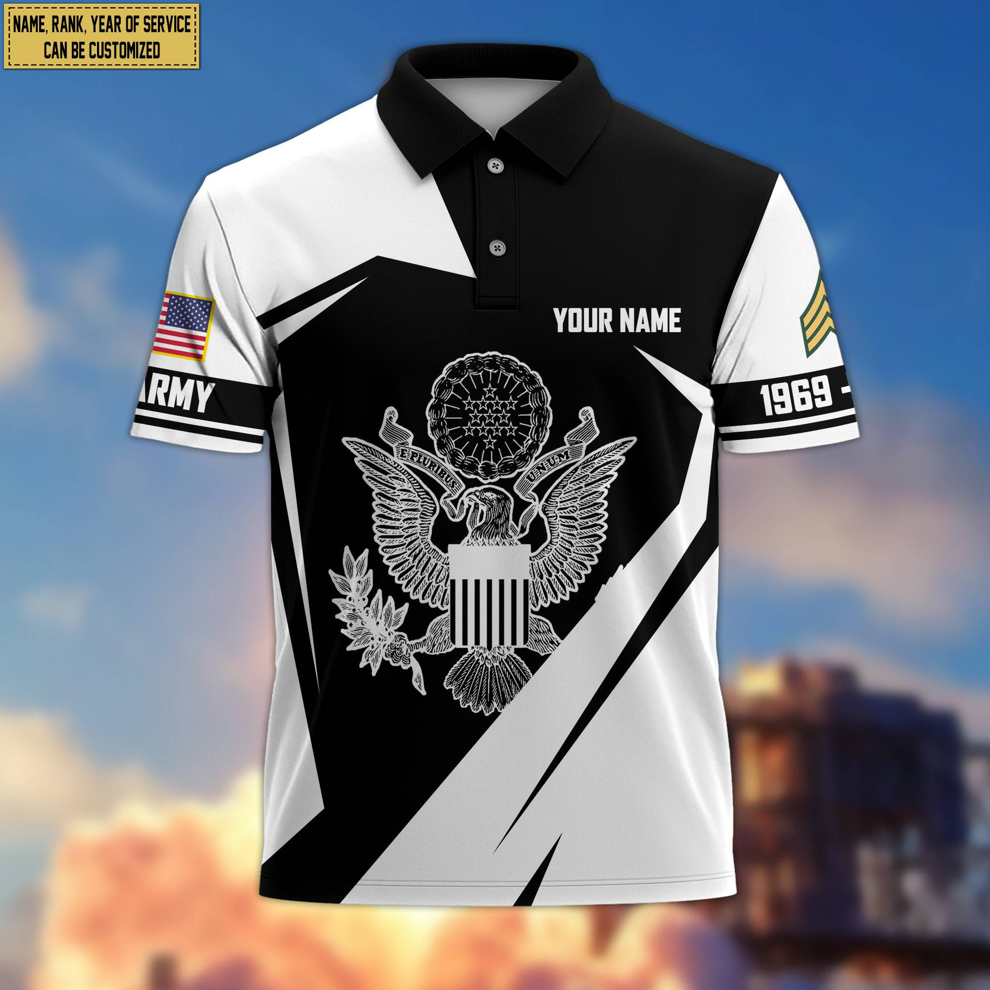 Premium Custom Name, Rank US Army Polo Shirt, Gifts for Army Veteran, Gifts for Veterans Day, Father’s Day VPVC203301