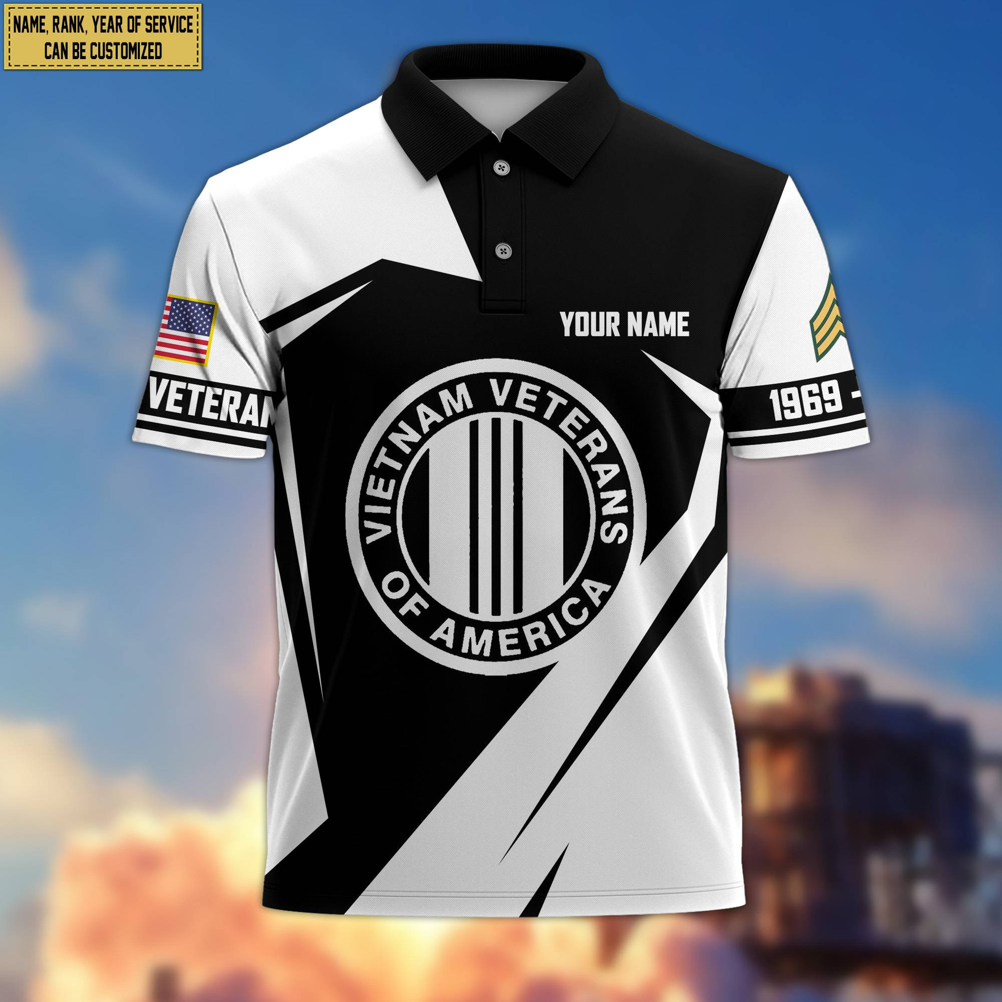 Premium Custom Name, Rank Vietnam Veteran Polo Shirt, Gifts for Vietnam Veteran, Gifts for Veterans Day, Father’s Day VPVC203306