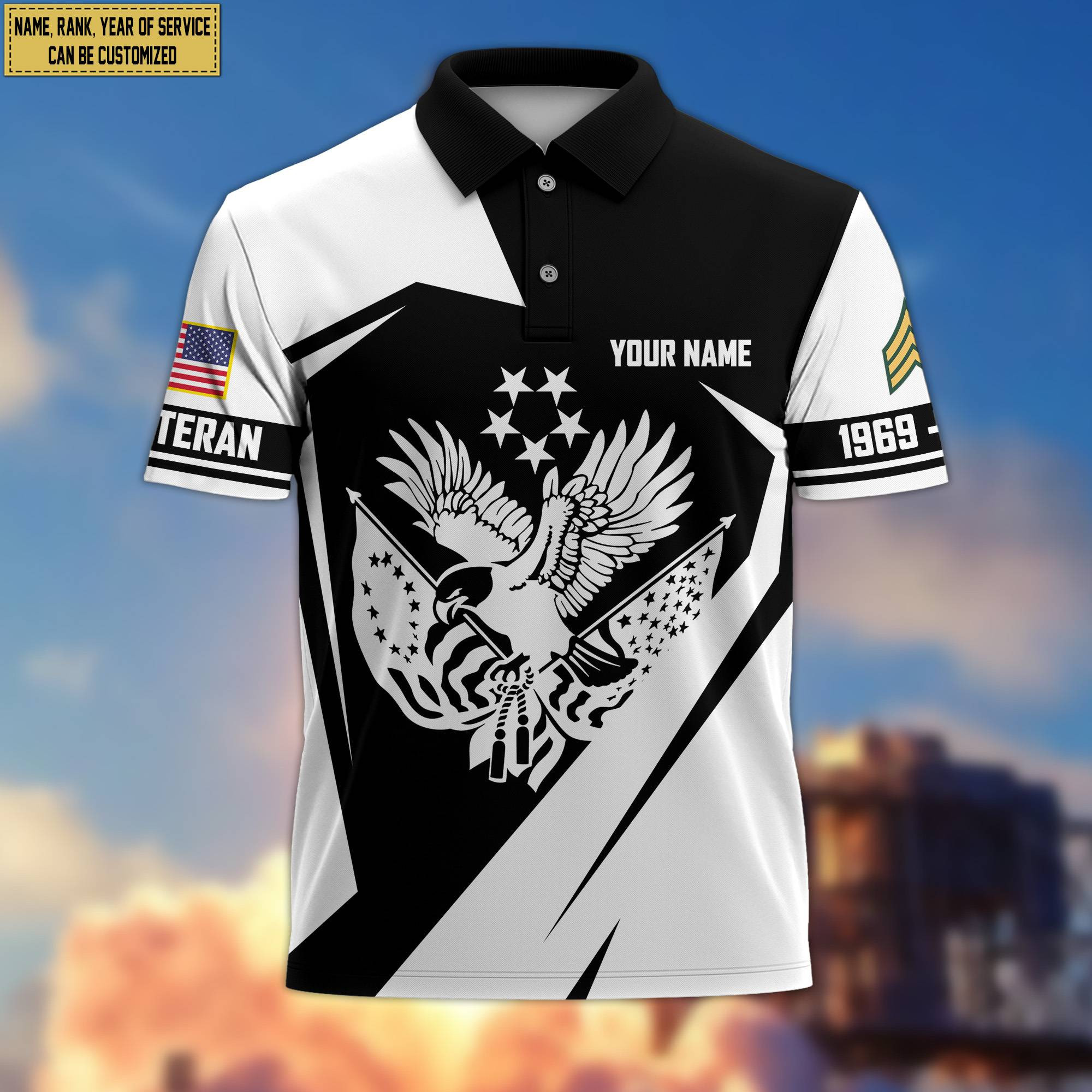 Premium Custom Name, Rank US Veteran Polo Shirt, Gifts for US Veteran, Gifts for Veterans Day, Father’s Day VPVC203307