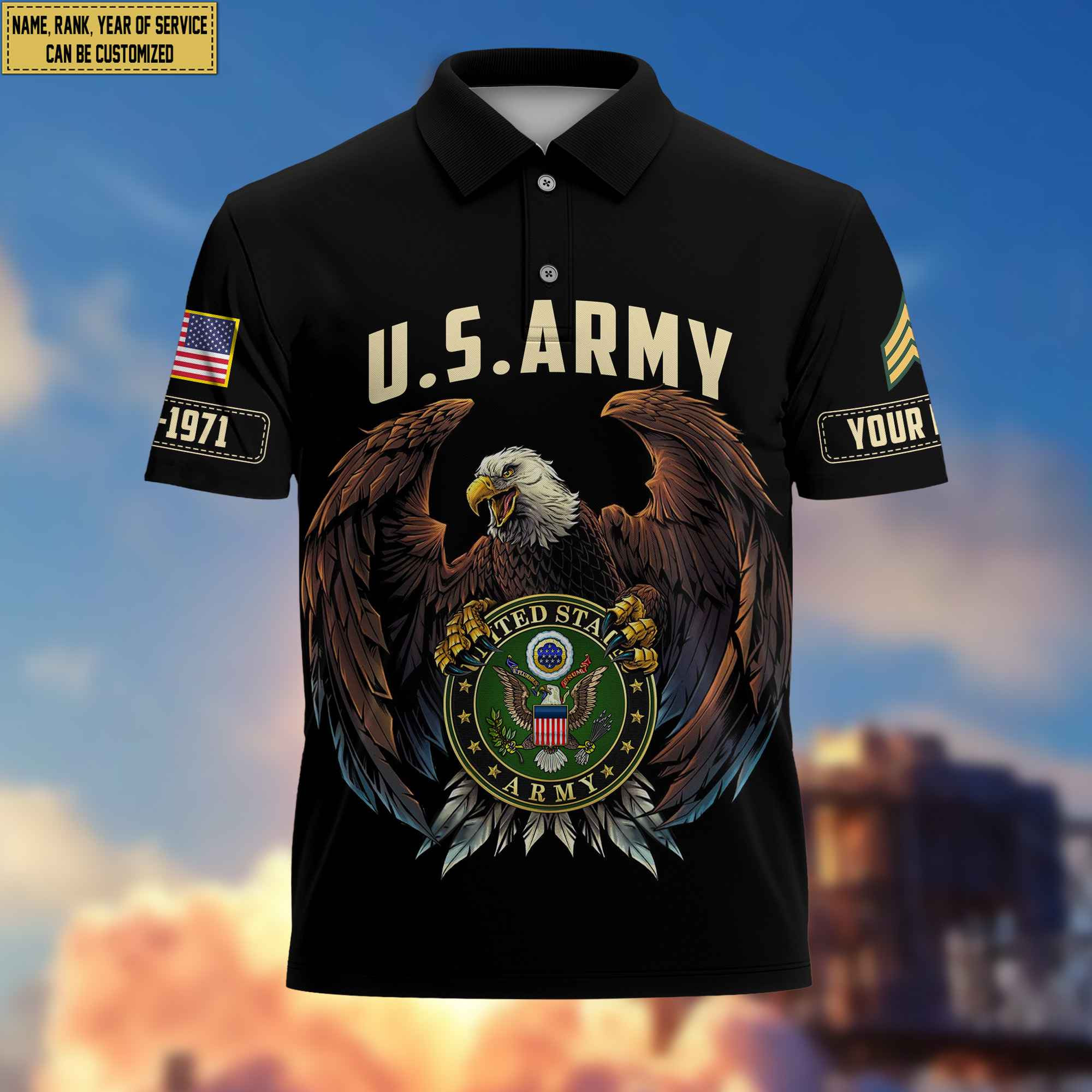 Premium Custom US Army Polo Shirt, Gifts For Veterans Day, Father’s Day, Gifts for Army Veteran VPVC203501