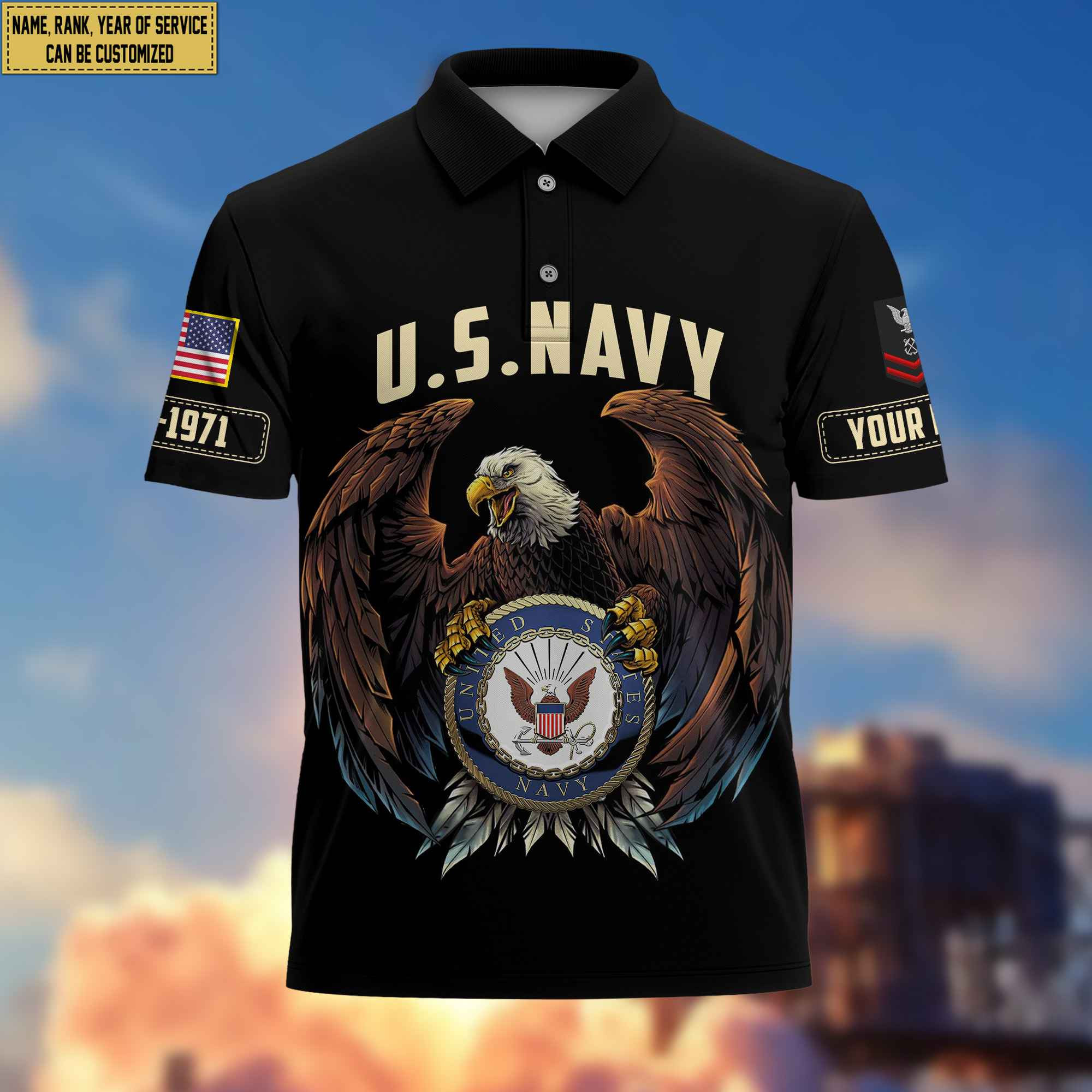 Premium Custom US Navy Polo Shirt, Gifts For Veterans Day, Father’s Day, Gifts for Navy Veteran VPVC203502