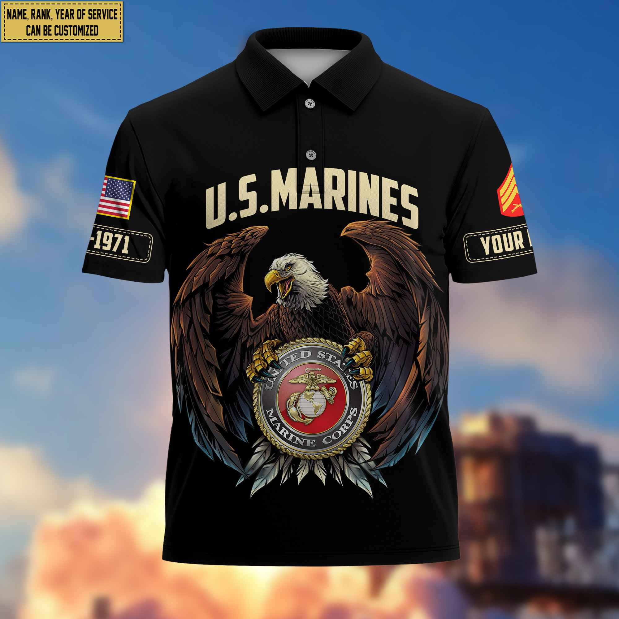 Premium Custom USMC Polo Shirt, Gifts For Veterans Day, Father’s Day, Gifts for Marine Veteran VPVC203503