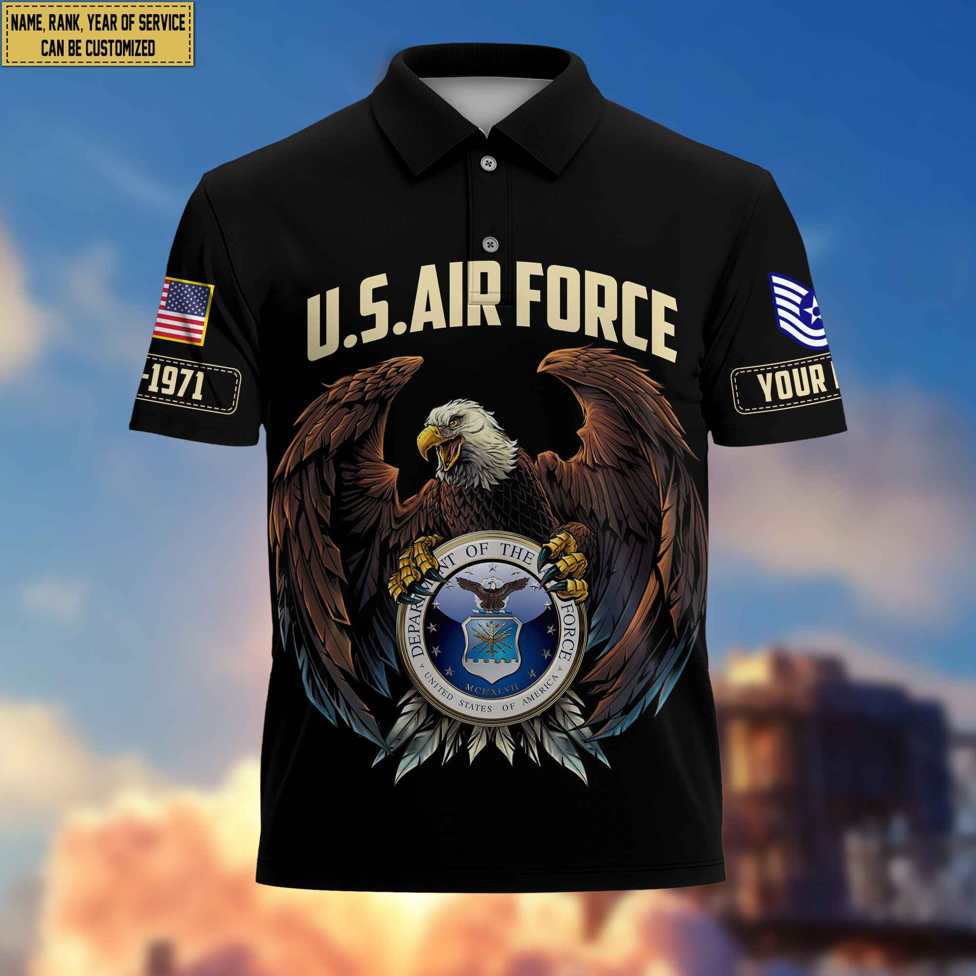 Premium Custom USAF Polo Shirt, Gifts For Veterans Day, Father’s Day, Gifts for Air Force Veteran VPVC203504