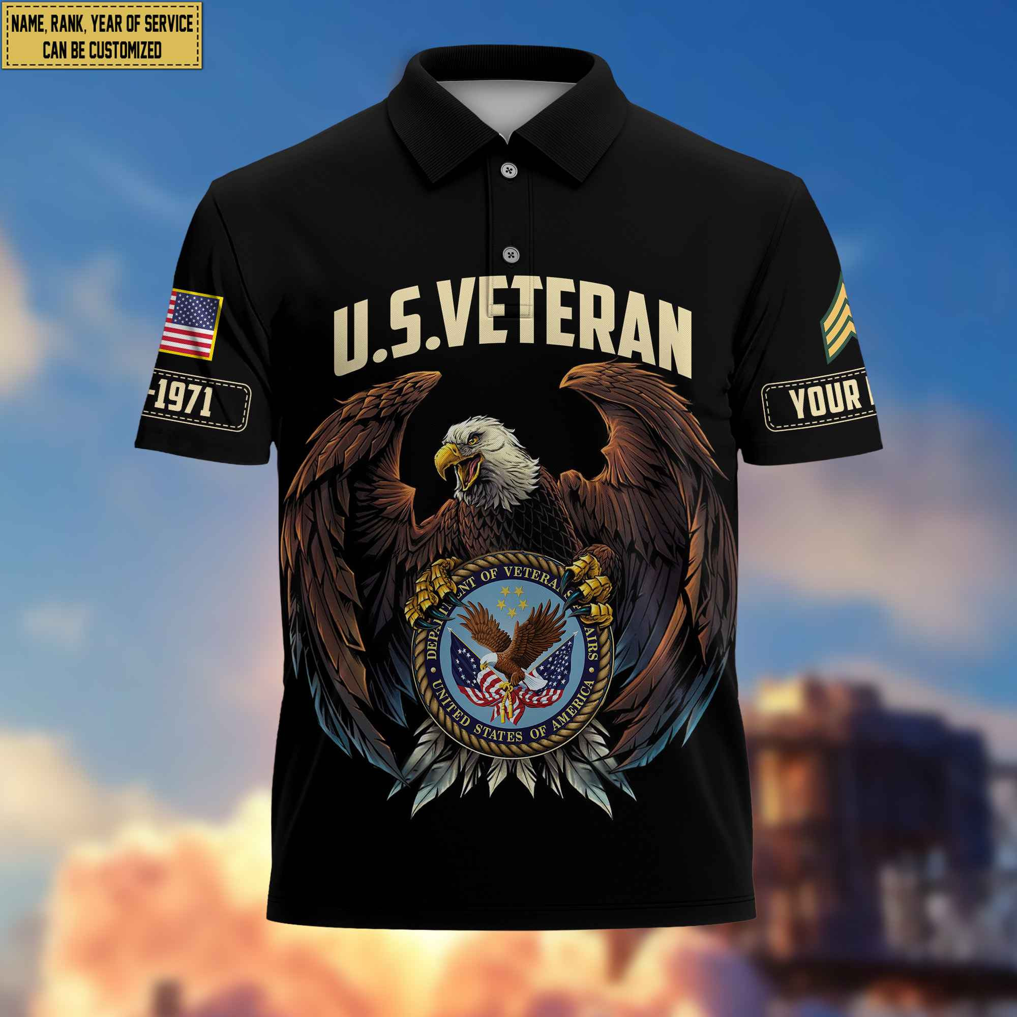 Premium Custom US Veteran Polo Shirt, Gifts For Veterans Day, Father’s Day, Gifts for US Veteran VPVC203507