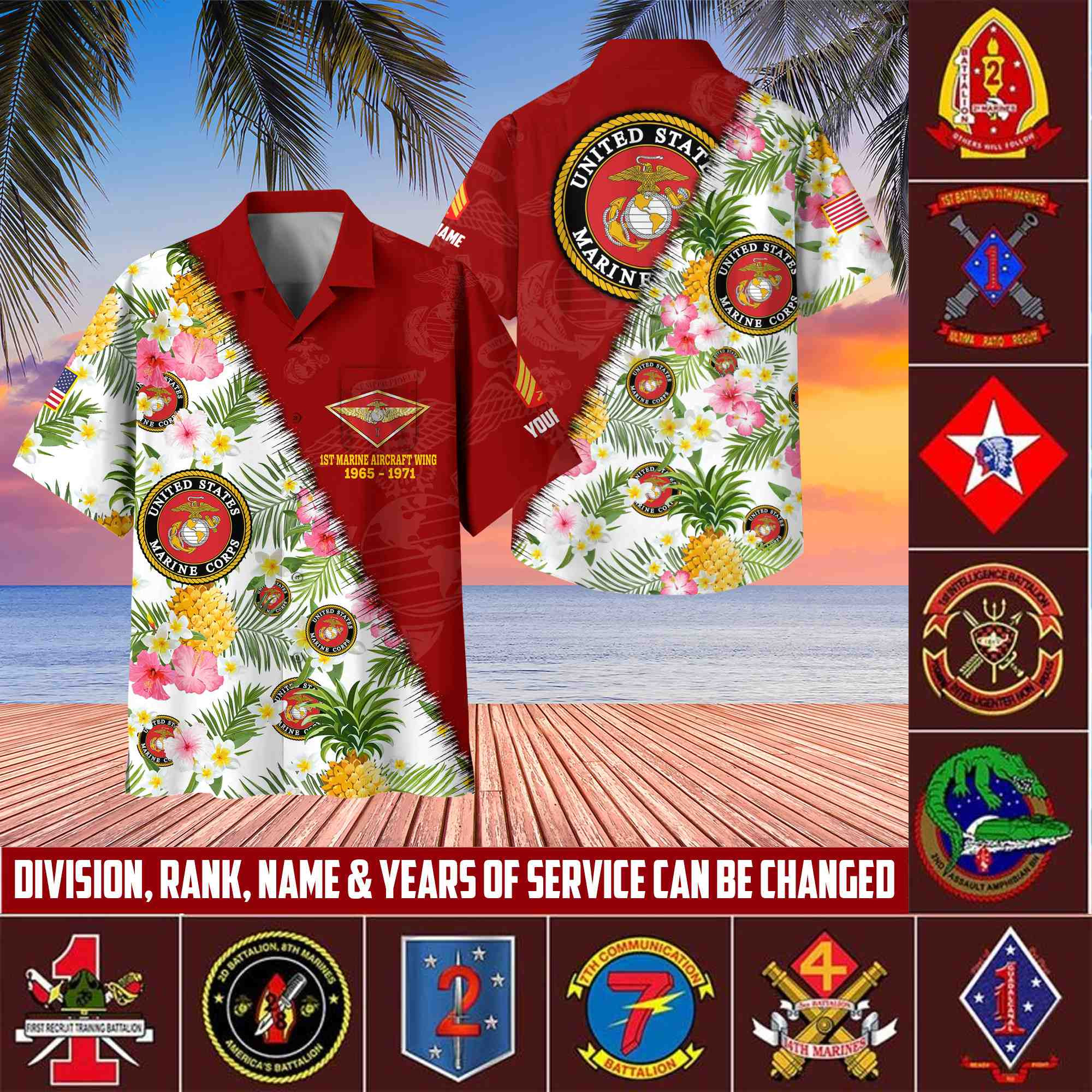 Premium Custom Rank, Name, Unit, USMC Hawaii Shirt With Pocket, Gifts For Dad, For Husband Marine Veteran VPVC400003