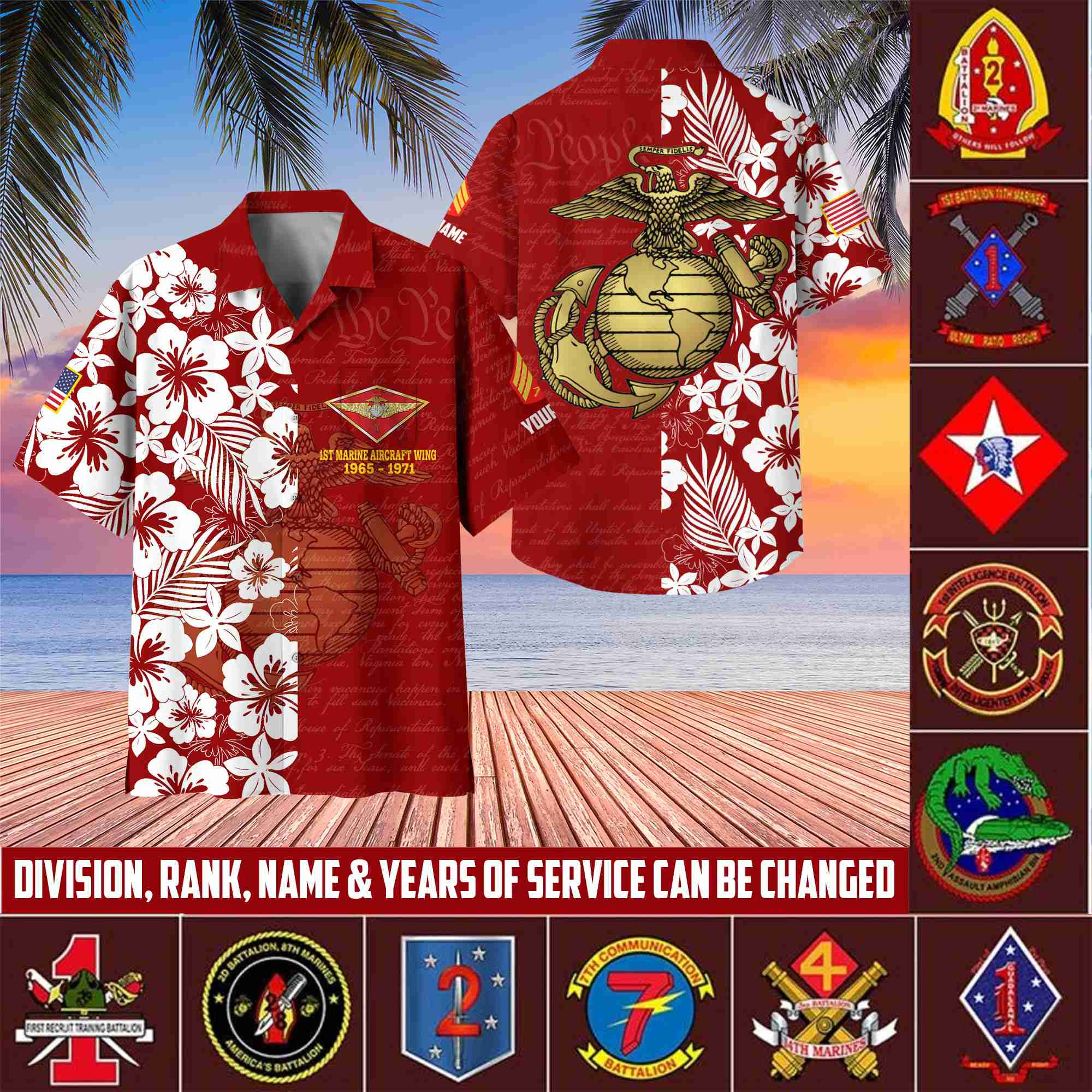 Premium Custom Rank, Name, Unit, USMC Hawaii Shirt With Pocket, Gifts For Dad, For Husband Marine Veteran VPVC400103