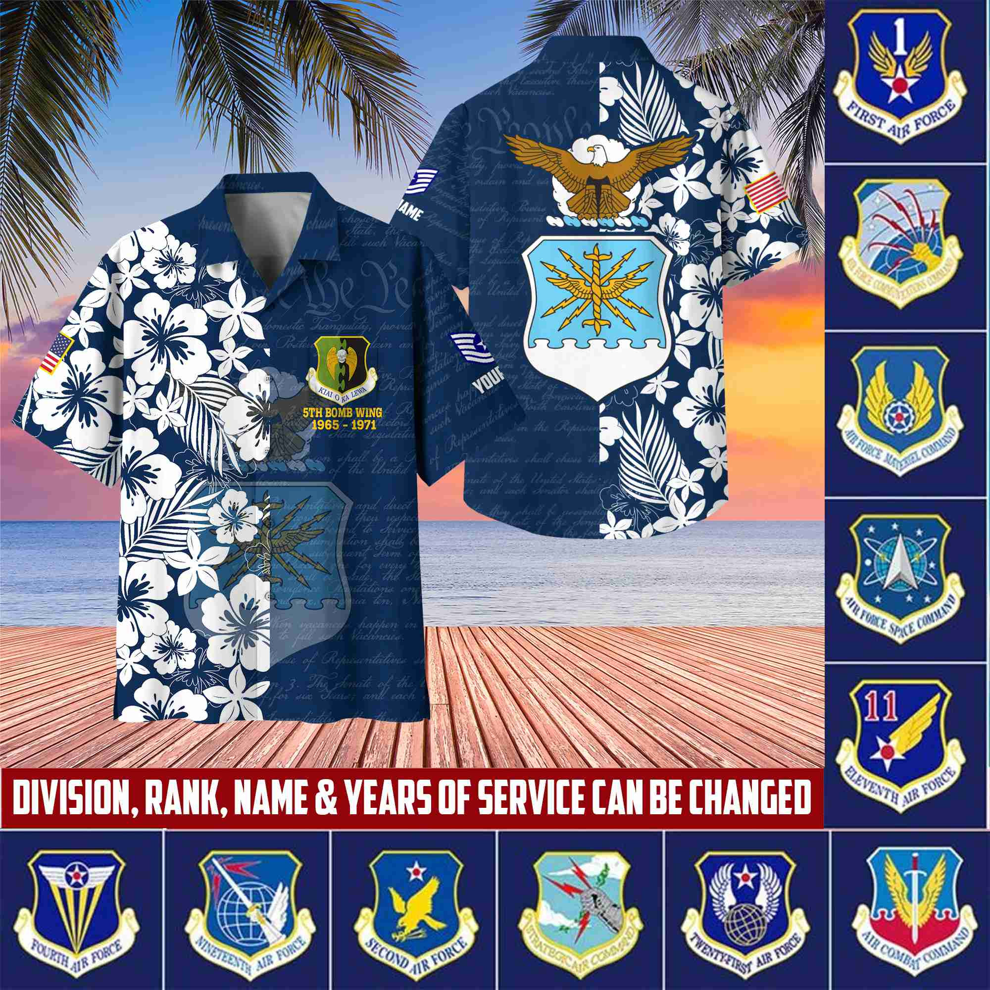 Premium Custom Rank, Name, Unit, USAF Hawaii Shirt With Pocket, Gifts For Dad, For Husband Air Force Veteran VPVC400104