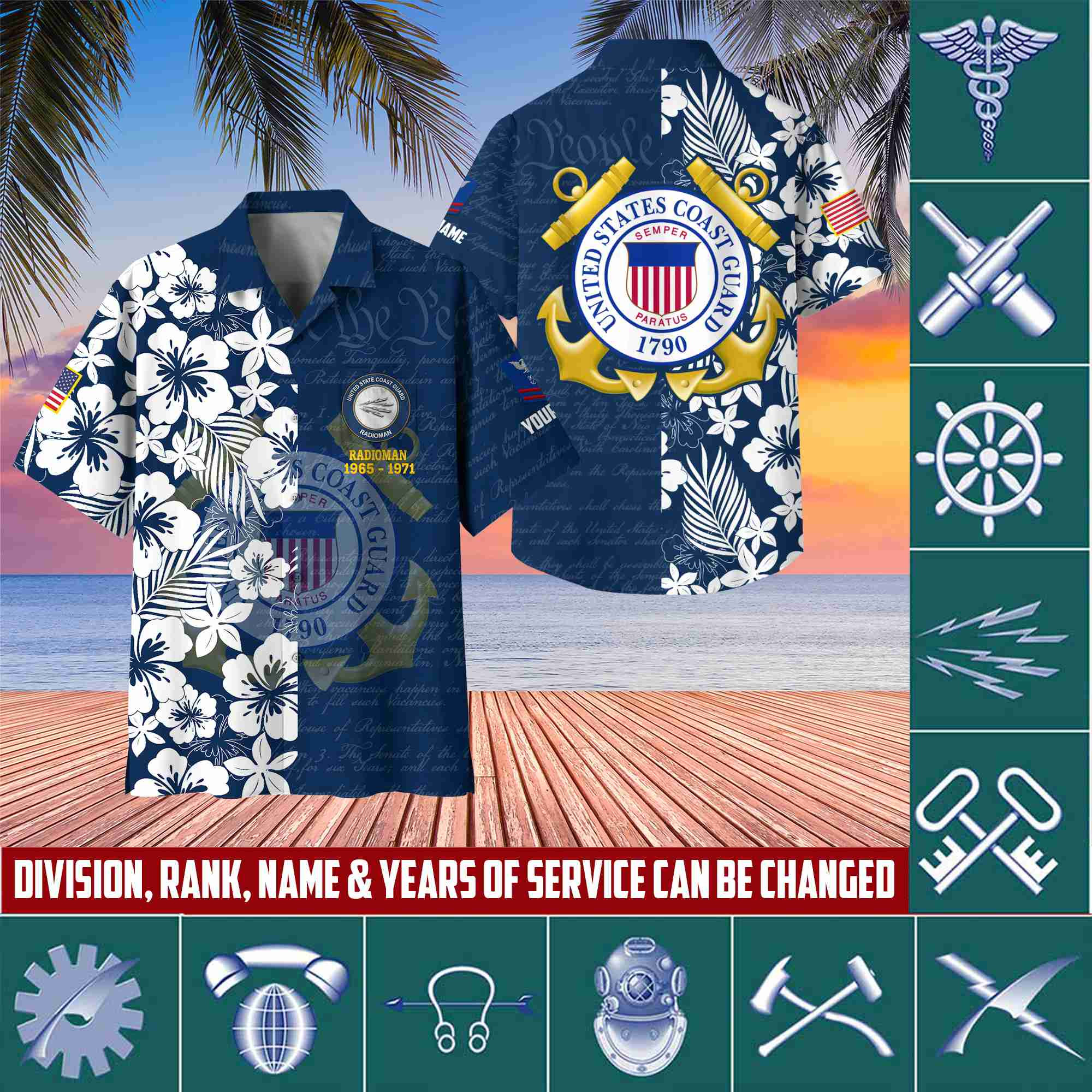 Premium Custom Rank, Name, Unit, USCG Hawaii Shirt With Pocket, Gifts For Dad, For Husband Coast Guard Veteran VPVC400105