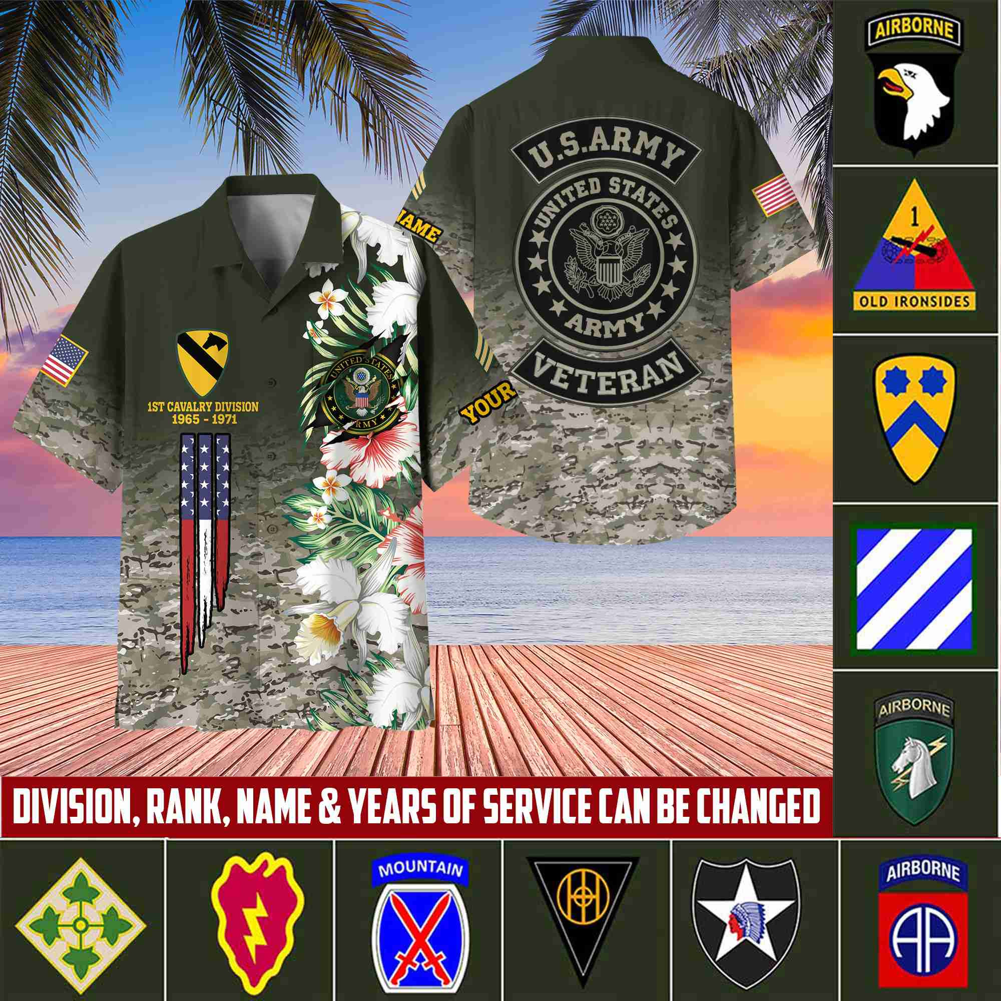 US Army Hawaii Shirt With Pocket, Custom Rank, Name, Unit, Gifts For Army Veteran VPVC400201