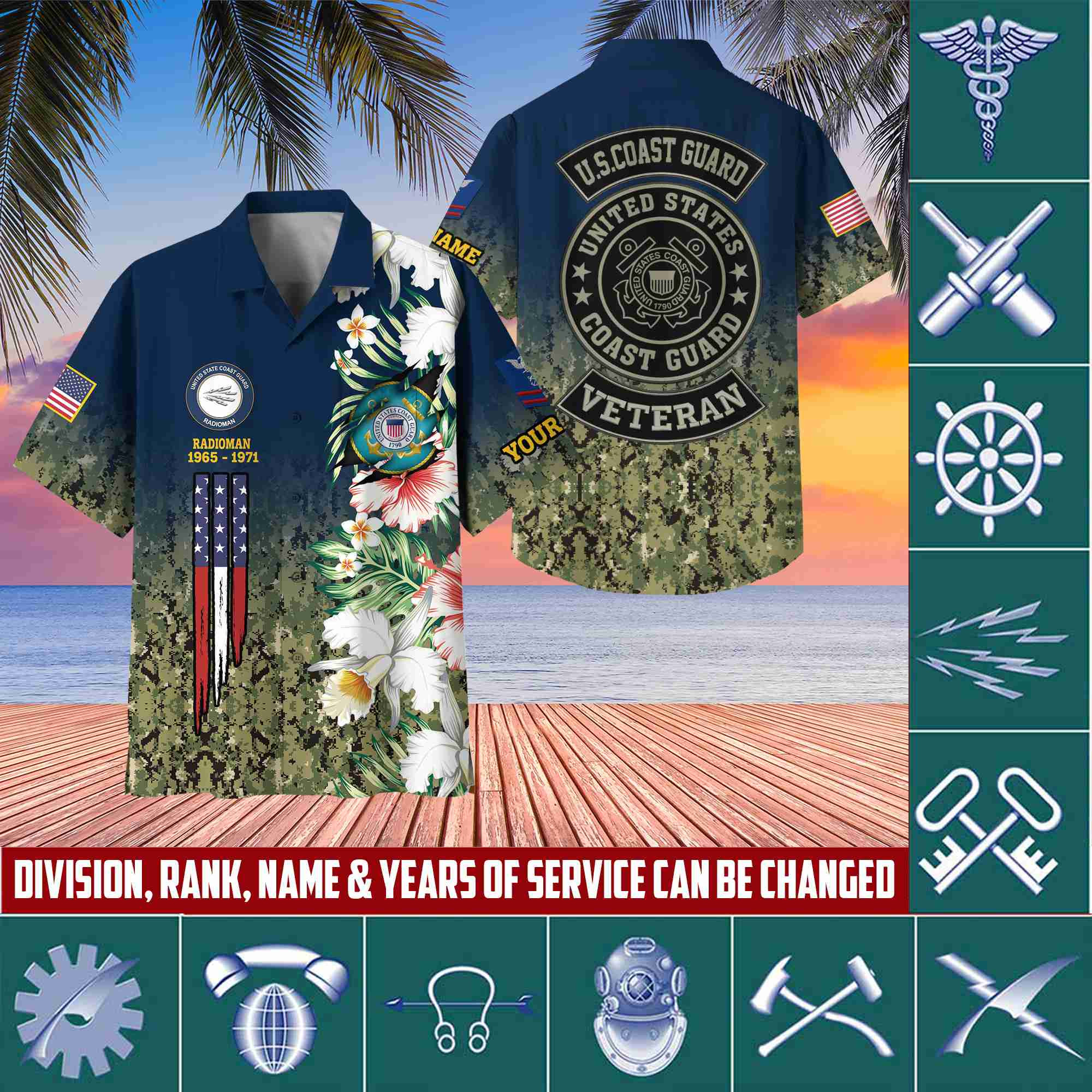 USCG Hawaii Shirt With Pocket, Custom Rank, Name, Unit, Gifts For Coast Guard Veteran VPVC400205