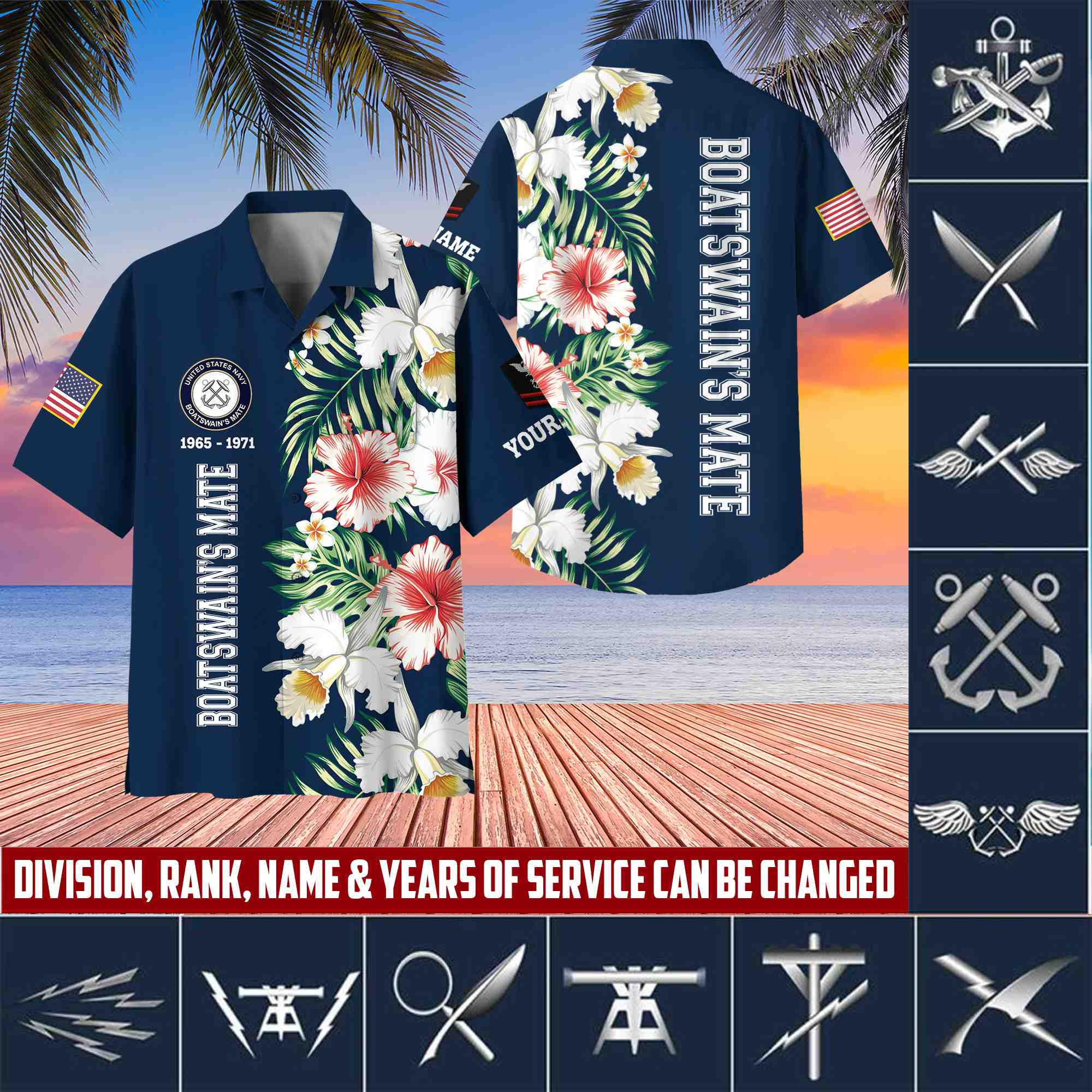 US Navy Hawaii Shirt With Pocket, Custom Rank, Name, Unit, Gifts For Navy Veteran VPVC401302