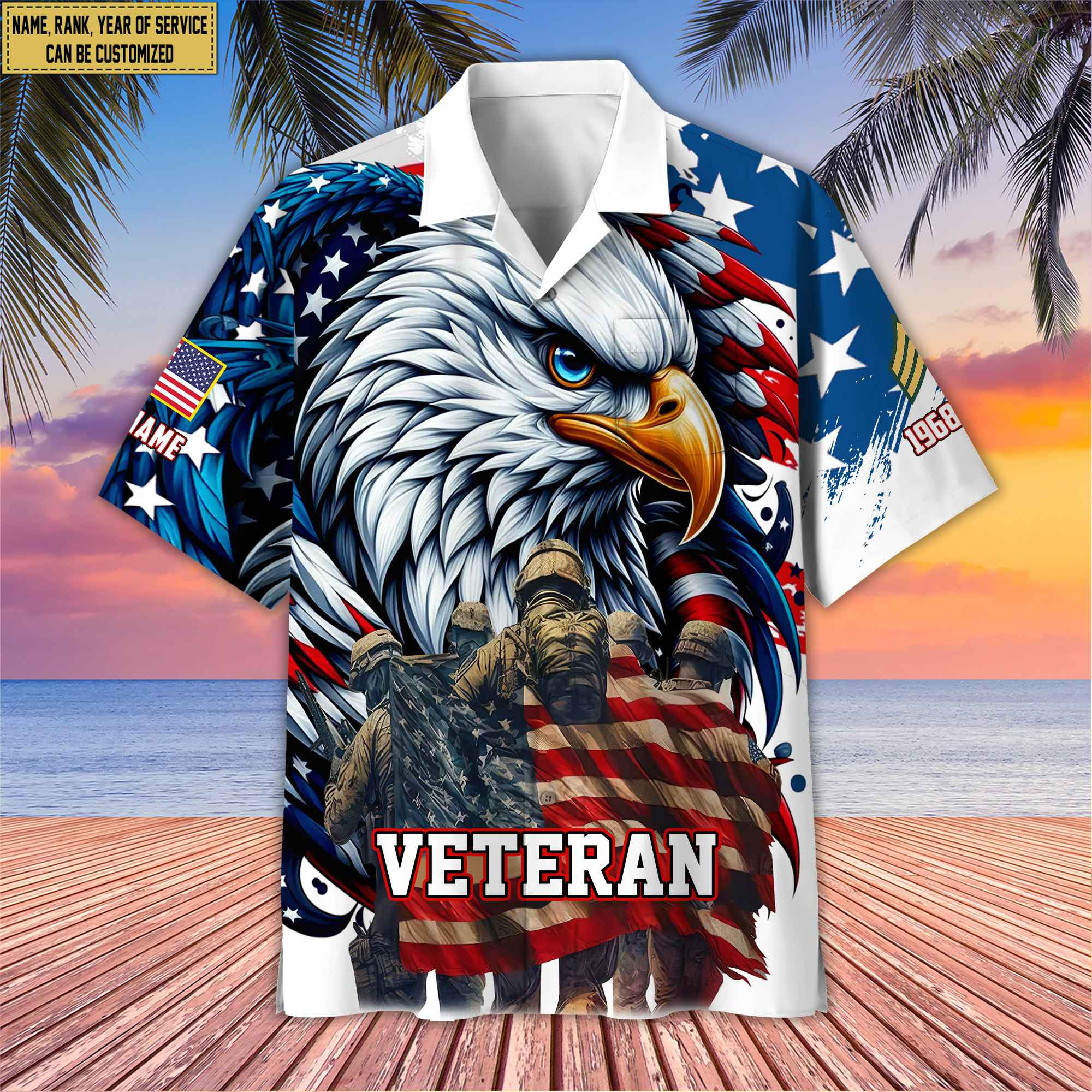 Premium US Veteran Hawaii Shirt With Pocket, Custom Name, Rank, Gifts For US Veteran VPVC400307