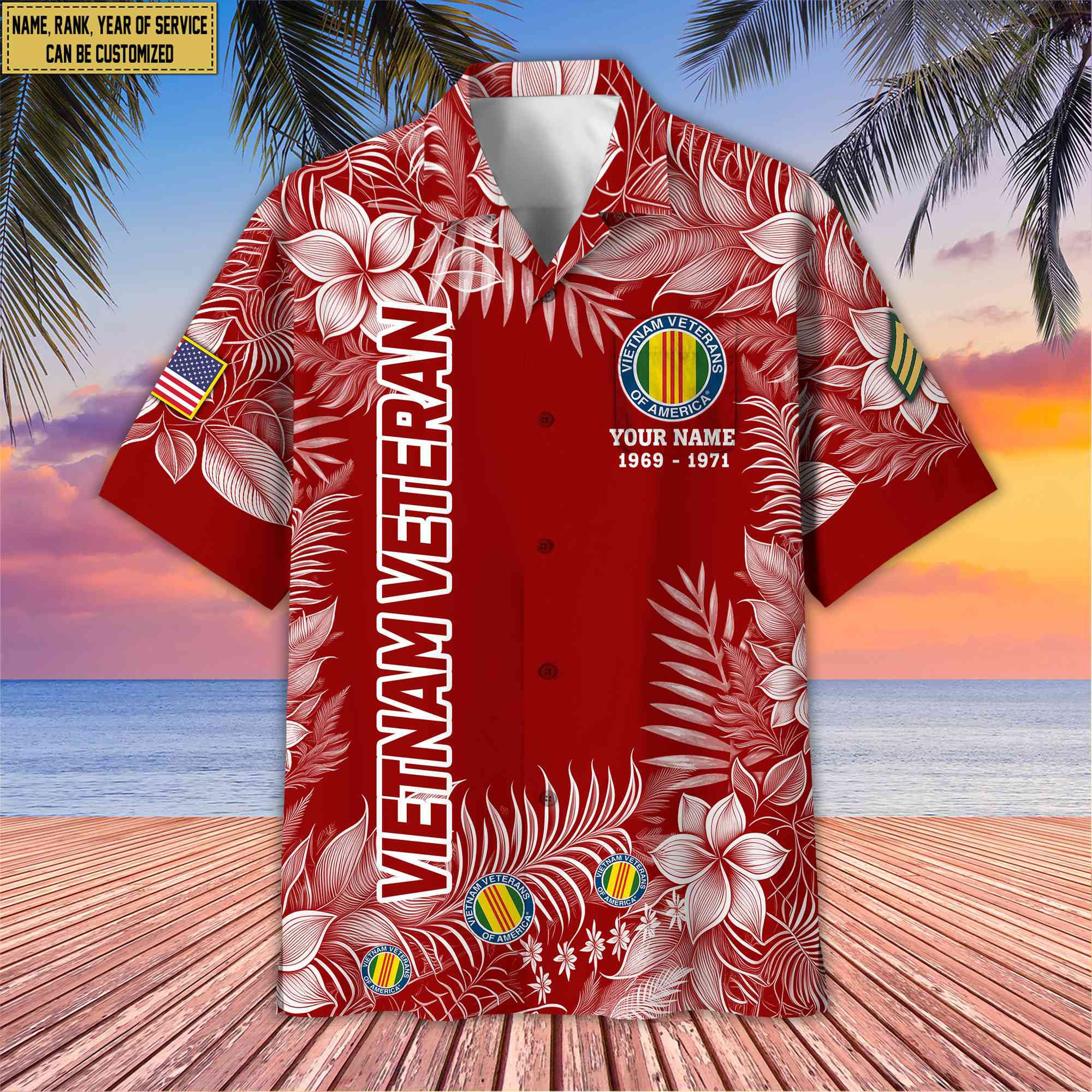 Premium Vietnam Veteran Hawaii Shirt With Pocket, Custom Name, Rank, Gifts For Vietnam Veteran VPVC400406