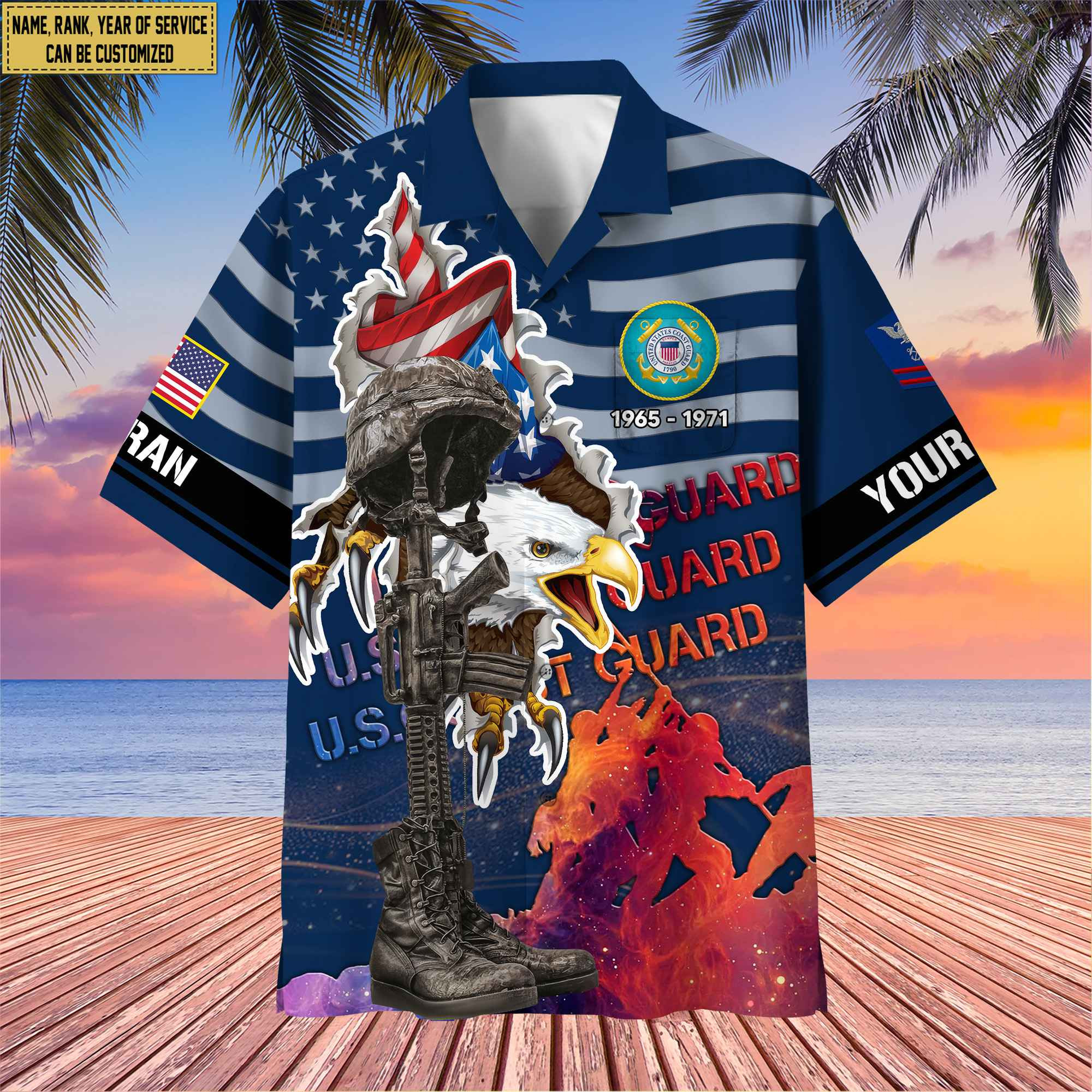 Premium Custom Name, Rank, USCG Veteran Hawaii Shirt With Pocket, Gifts For Coast Guard Veteran VPVC400505