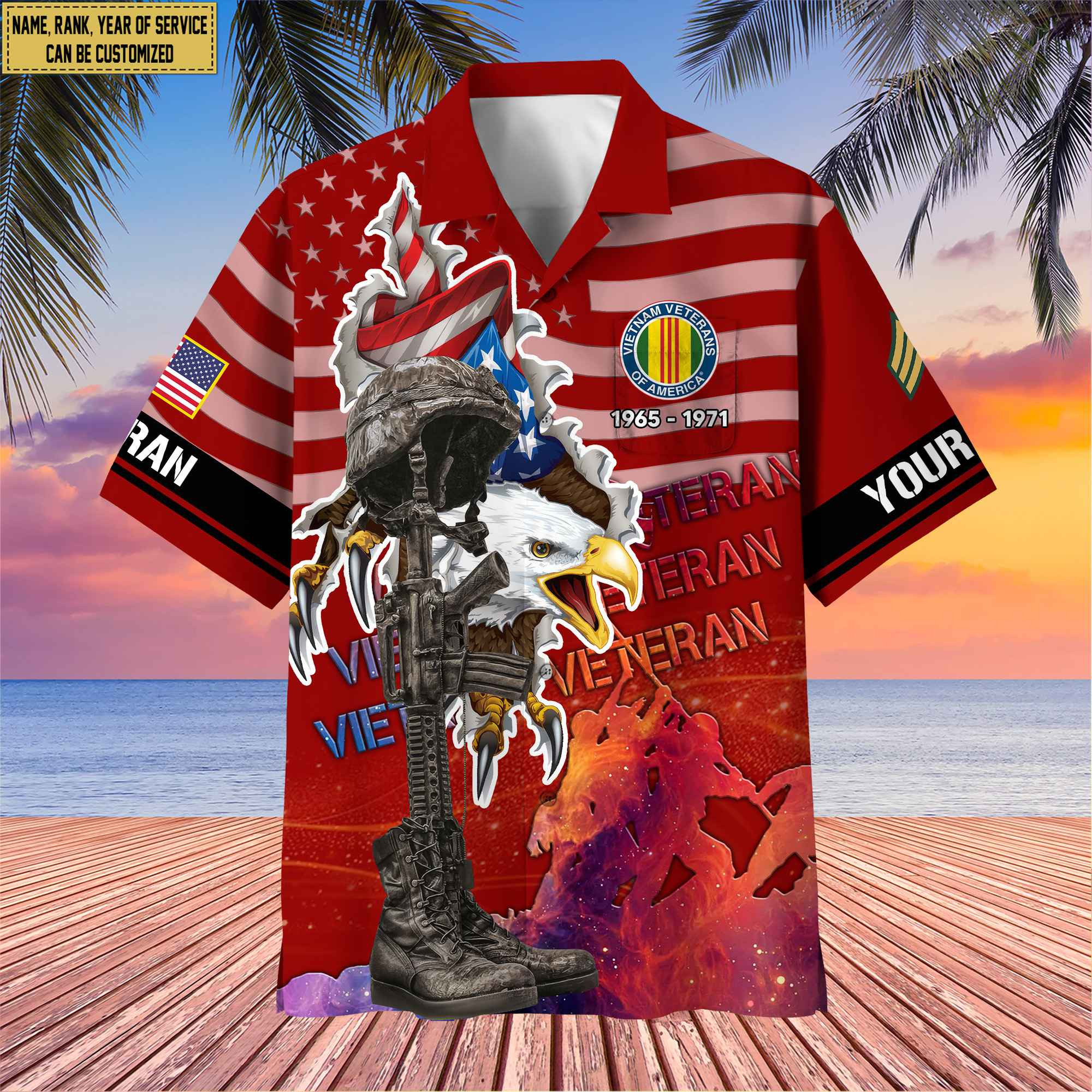 Premium Custom Name, Rank, Vietnam Veteran Hawaii Shirt With Pocket, Gifts For Vietnam Veteran VPVC400506
