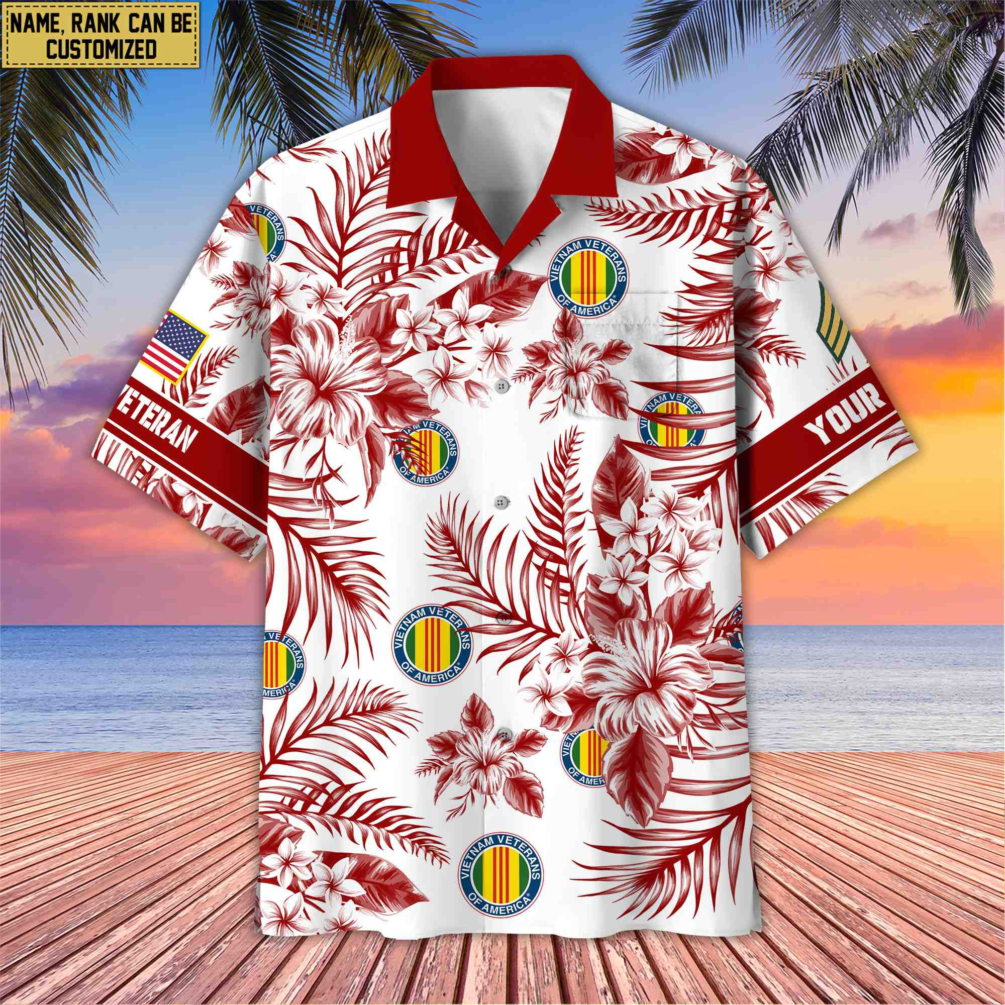 Custom Rank, Name, Vietnam Veteran Hawaii Shirt With Pocket, Gifts For Dad, For Husband Vietnam Veteran VPVC400606
