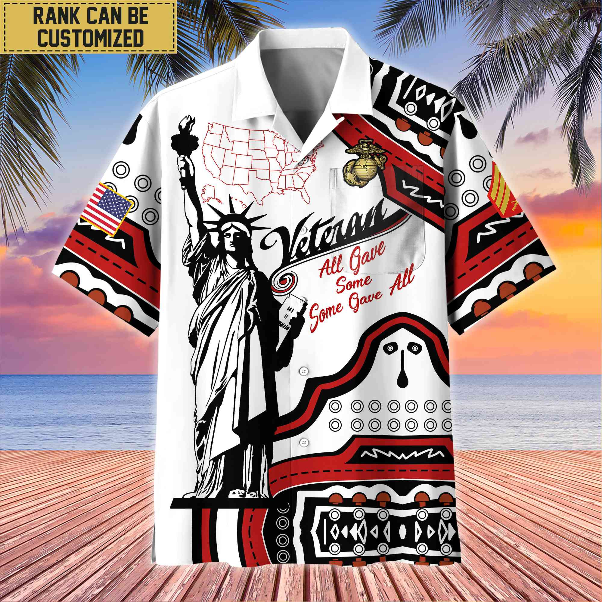 Premium Custom USMC Hawaii Shirt With Pocket, Gifts For Veterans Day, Father’s Day, Gifts for Marine Veteran VPVC400903