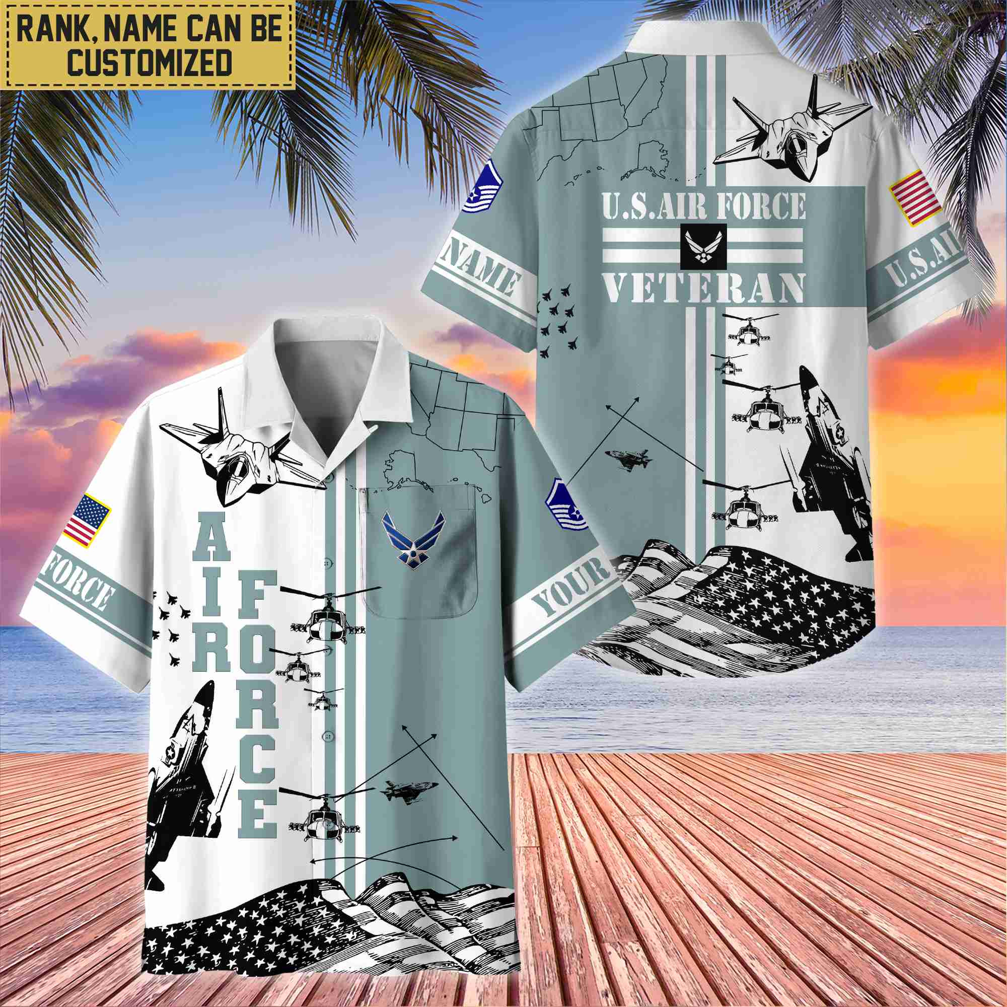 Premium Custom USAF Veteran Hawaii Shirt With Pocket, Gifts For Veterans Day, Father’s Day, Gifts for Air Force Veteran VPVC401004